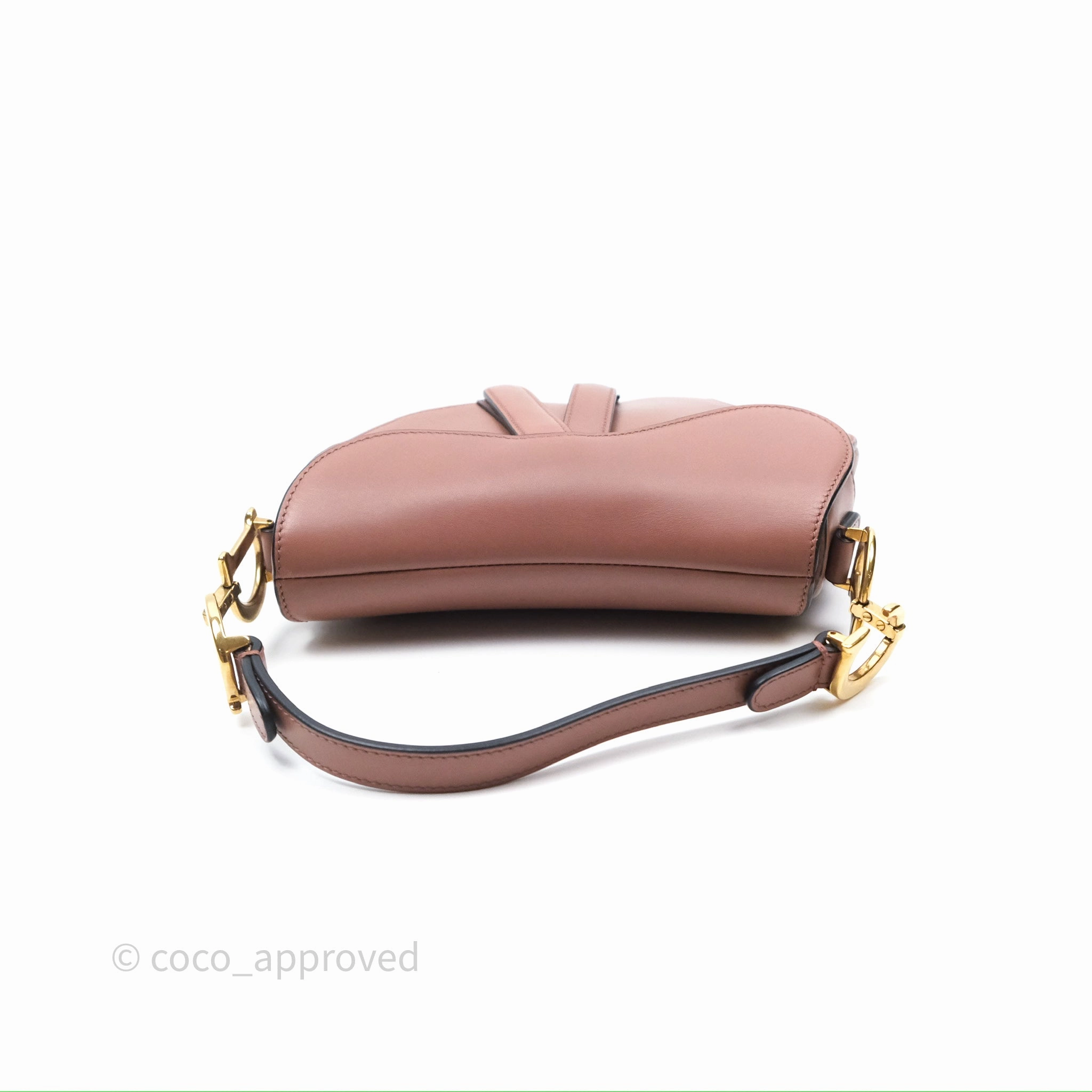 Christian Dior Mini Saddle Bag Rose Taupe Grained Calfskin Gold Hardware