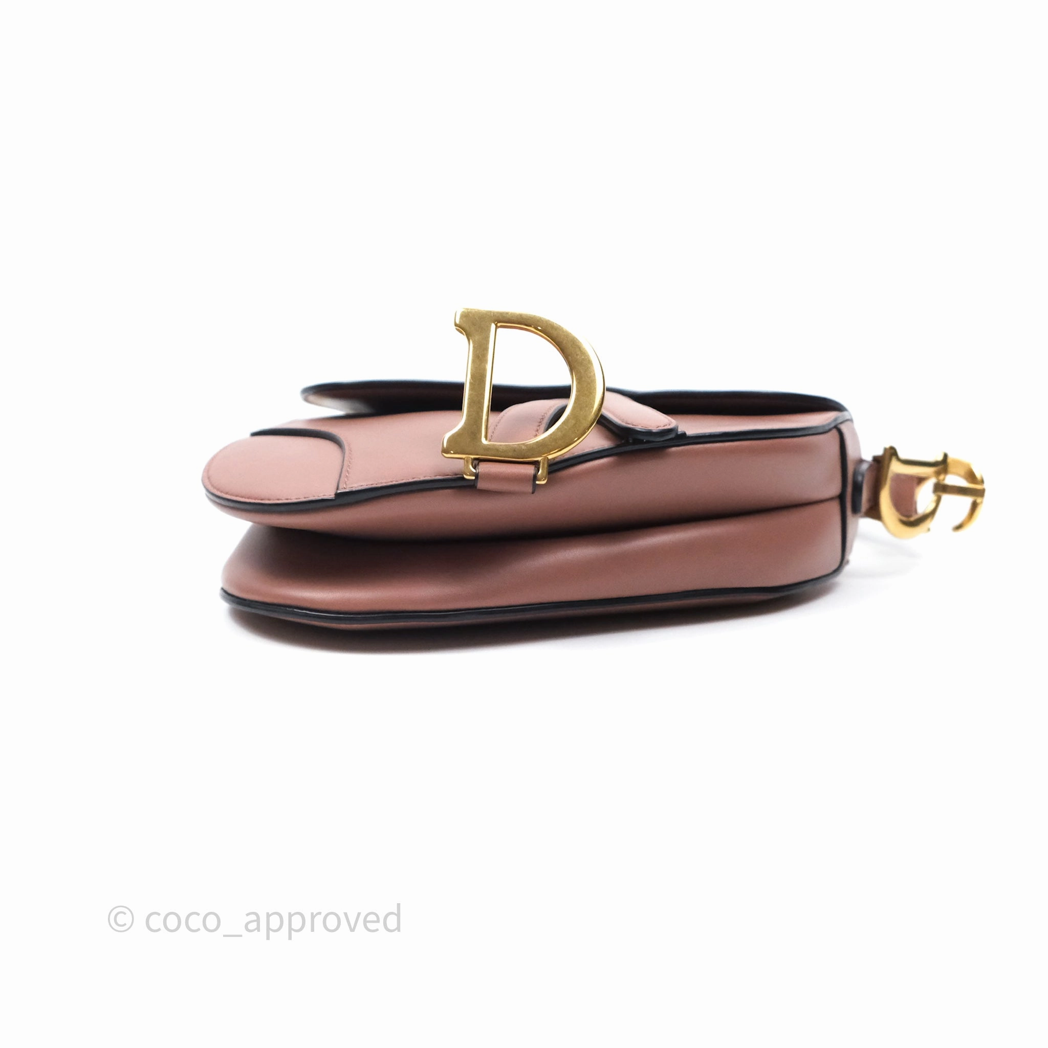 Christian Dior Mini Saddle Bag Rose Taupe Grained Calfskin Gold Hardware