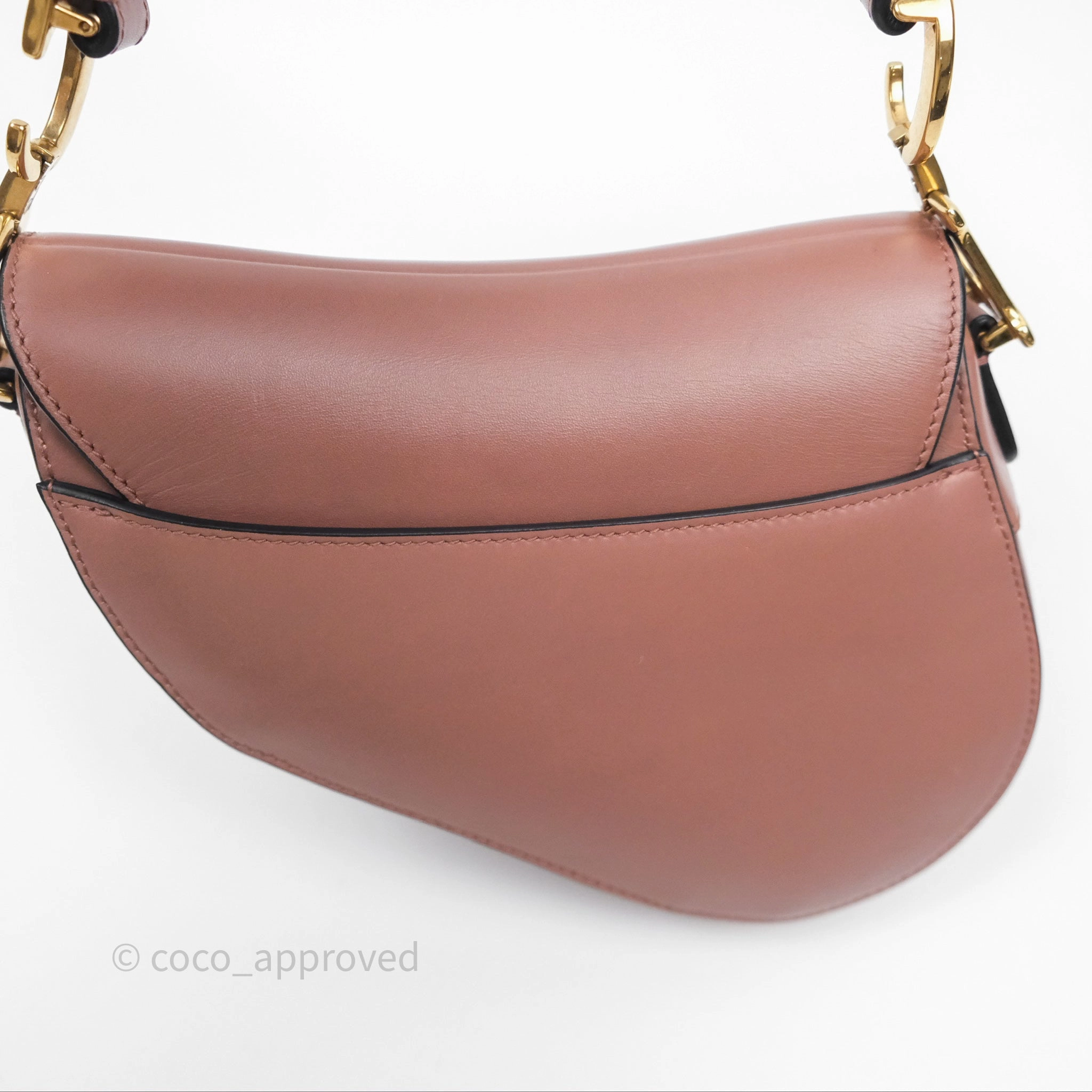 Christian Dior Mini Saddle Bag Rose Taupe Grained Calfskin Gold Hardware