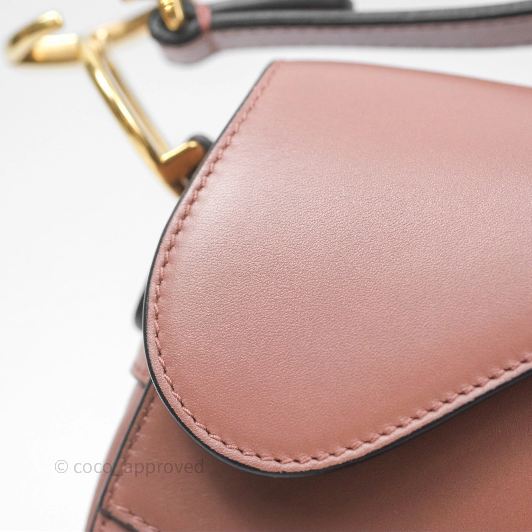 Christian Dior Mini Saddle Bag Rose Taupe Grained Calfskin Gold Hardware