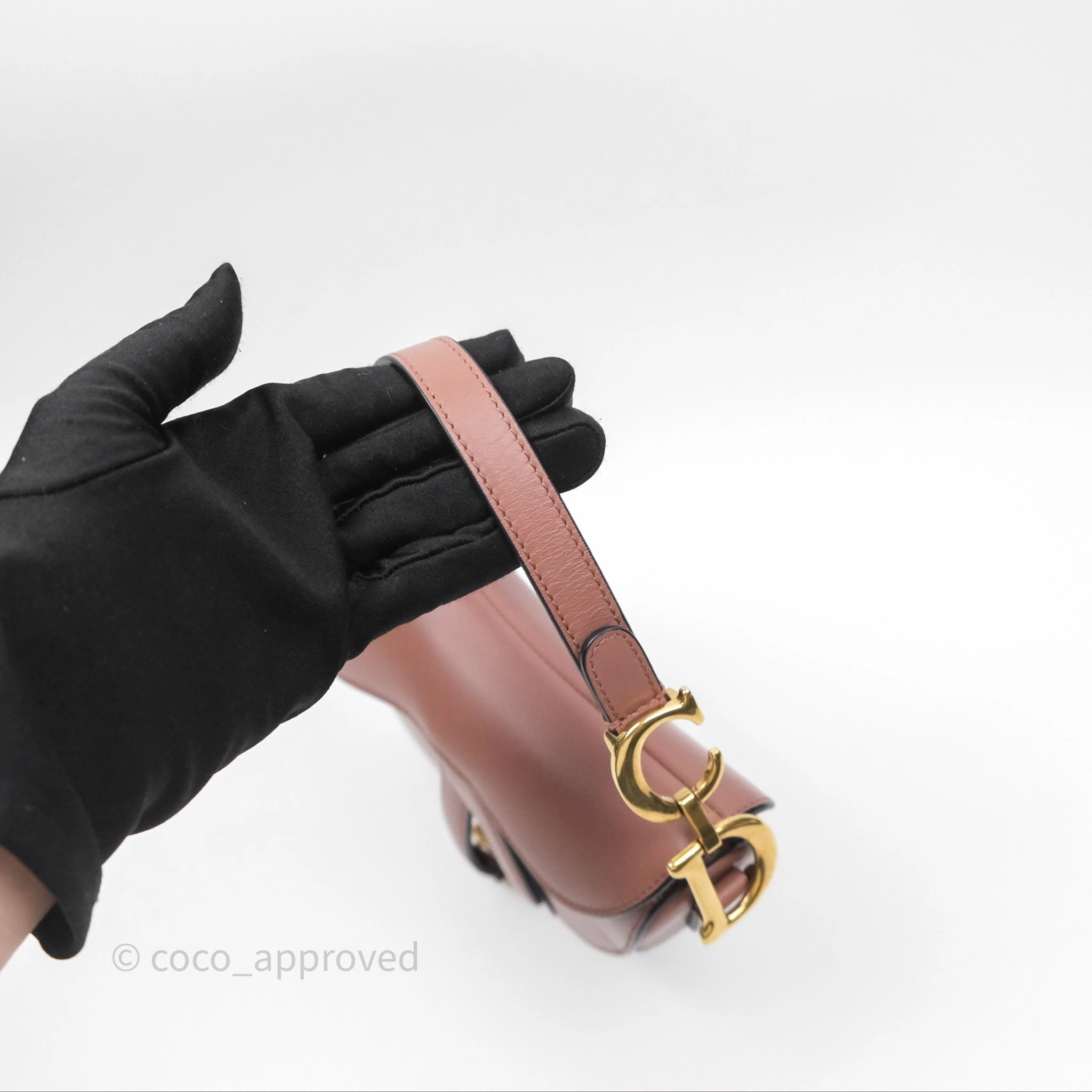 Christian Dior Mini Saddle Bag Rose Taupe Grained Calfskin Gold Hardware