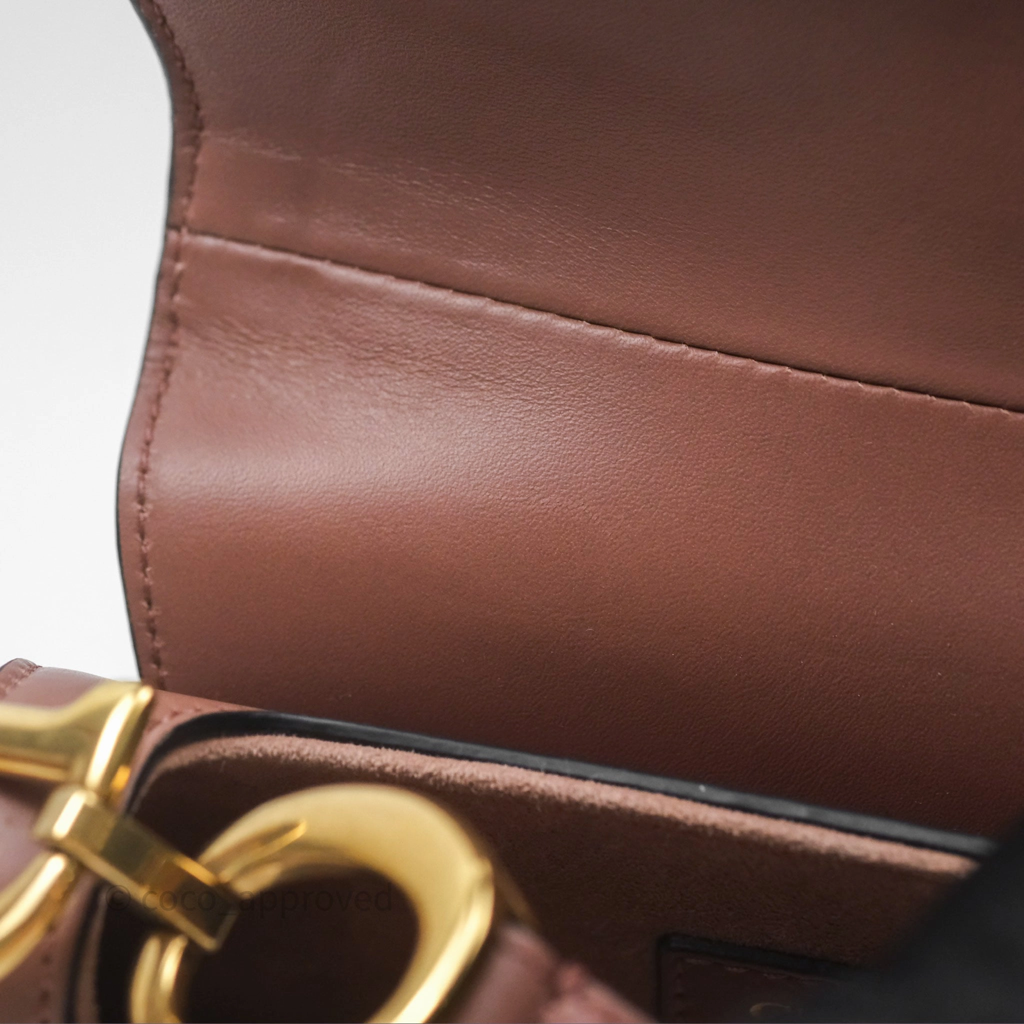 Christian Dior Mini Saddle Bag Rose Taupe Grained Calfskin Gold Hardware