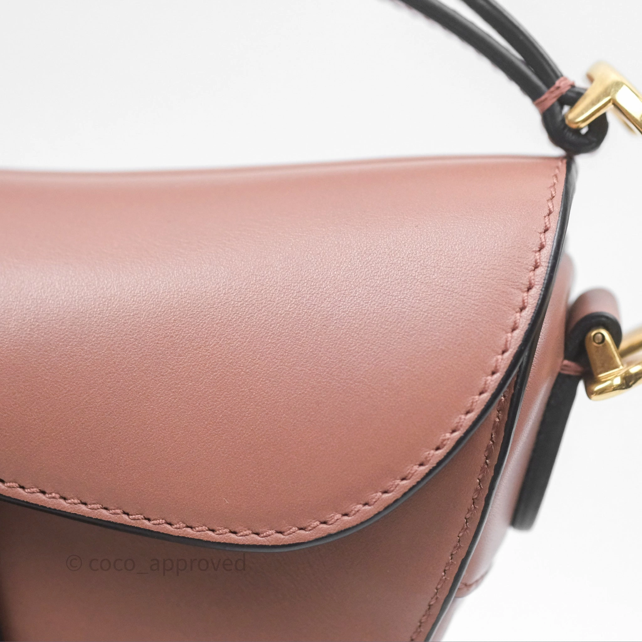 Christian Dior Mini Saddle Bag Rose Taupe Grained Calfskin Gold Hardware