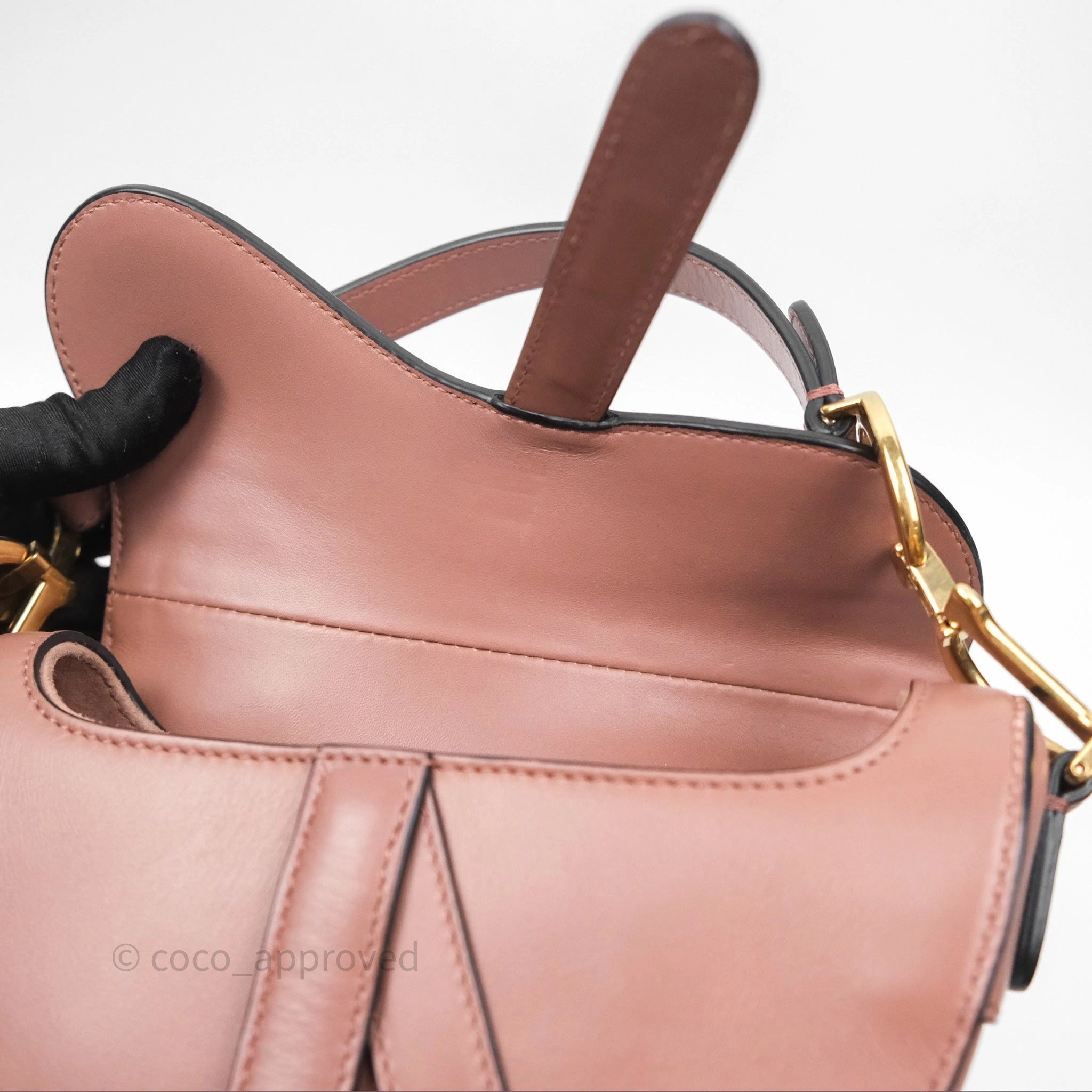 Christian Dior Mini Saddle Bag Rose Taupe Grained Calfskin Gold Hardware