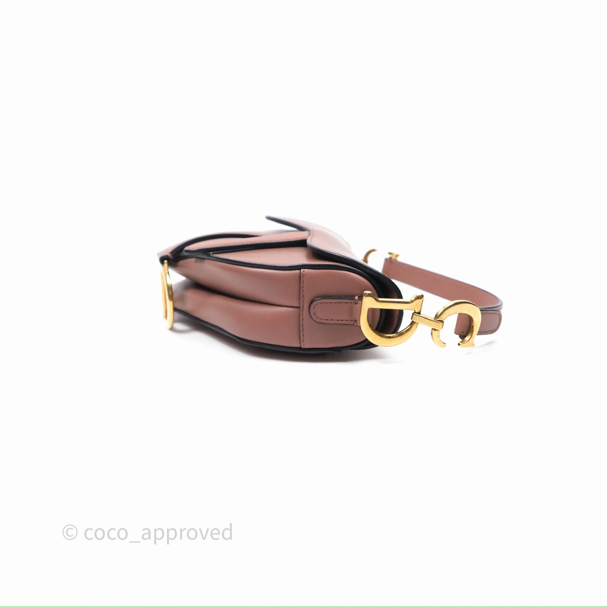Christian Dior Mini Saddle Bag Rose Taupe Grained Calfskin Gold Hardware