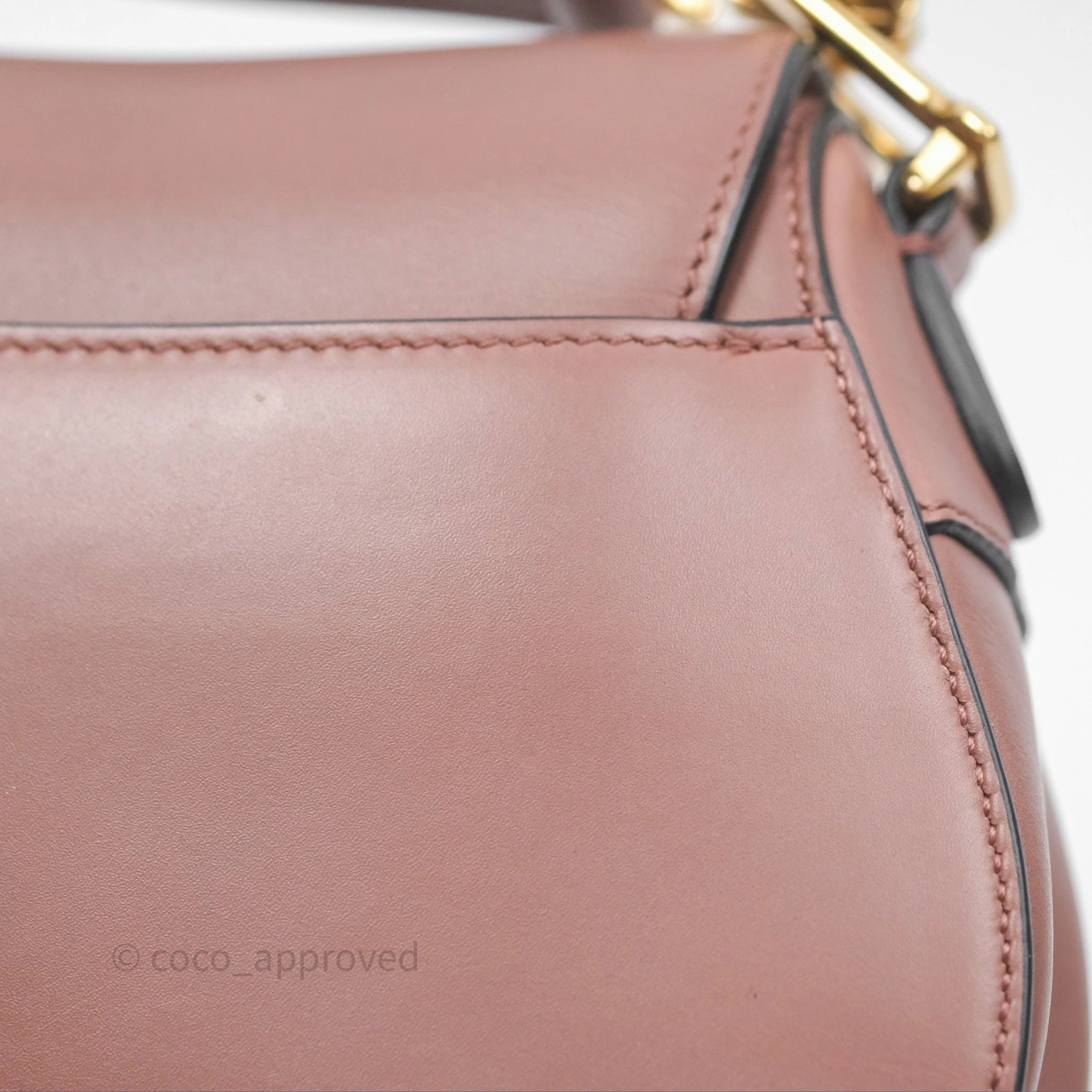 Christian Dior Mini Saddle Bag Rose Taupe Grained Calfskin Gold Hardware