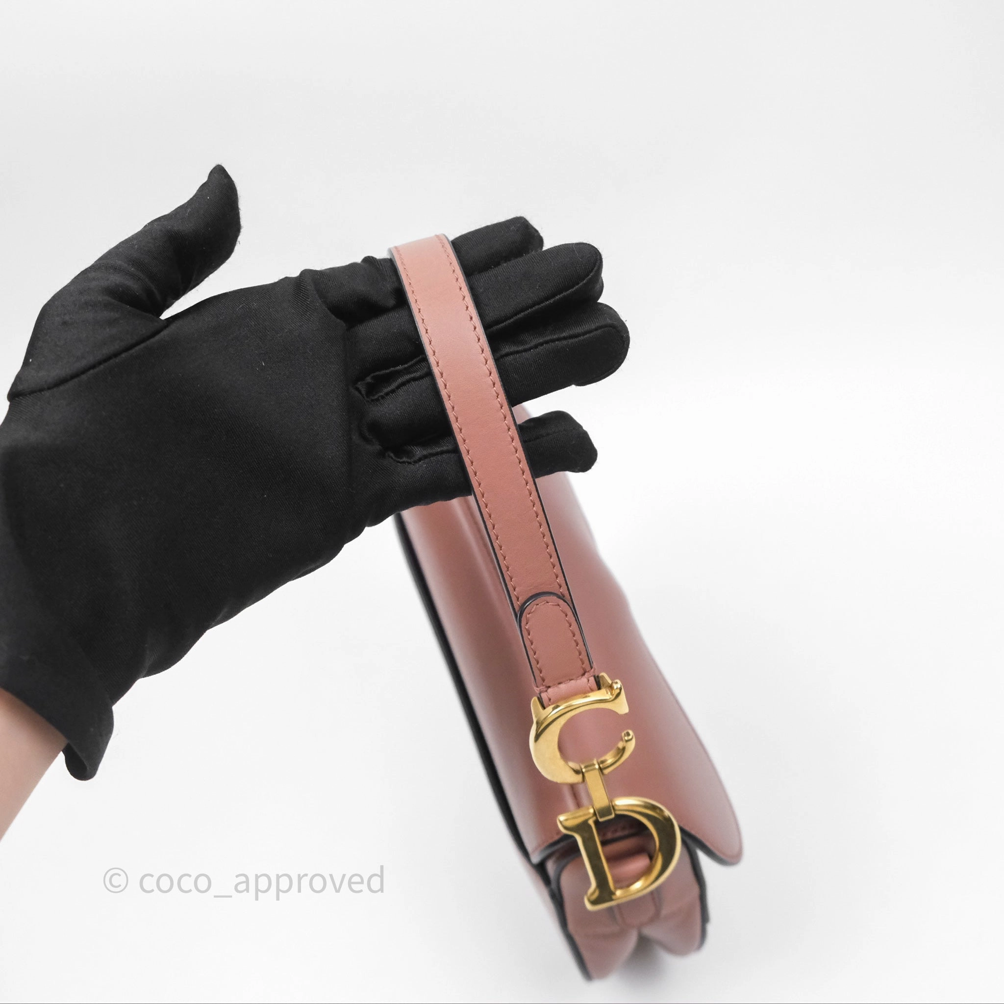 Christian Dior Mini Saddle Bag Rose Taupe Grained Calfskin Gold Hardware