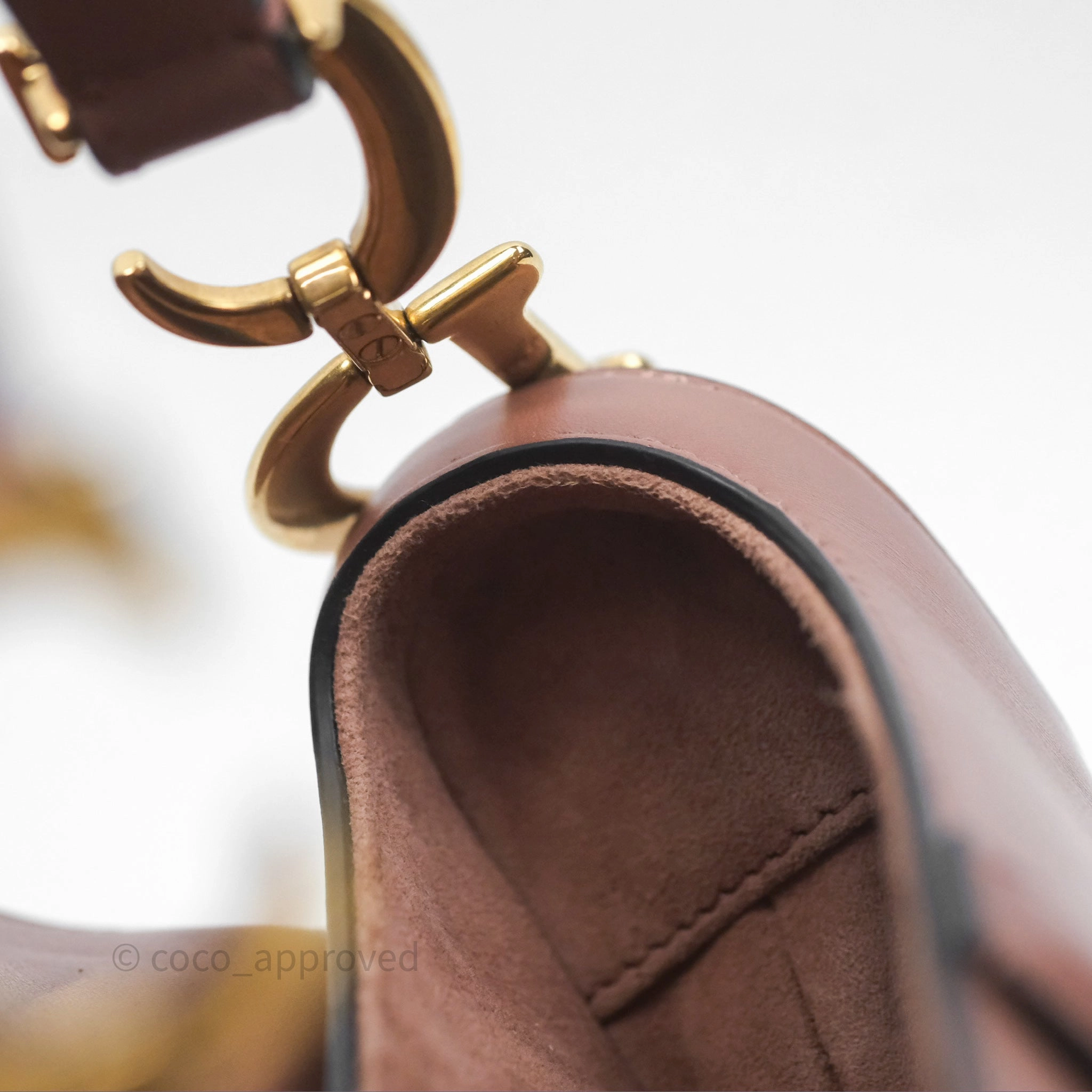 Christian Dior Mini Saddle Bag Rose Taupe Grained Calfskin Gold Hardware