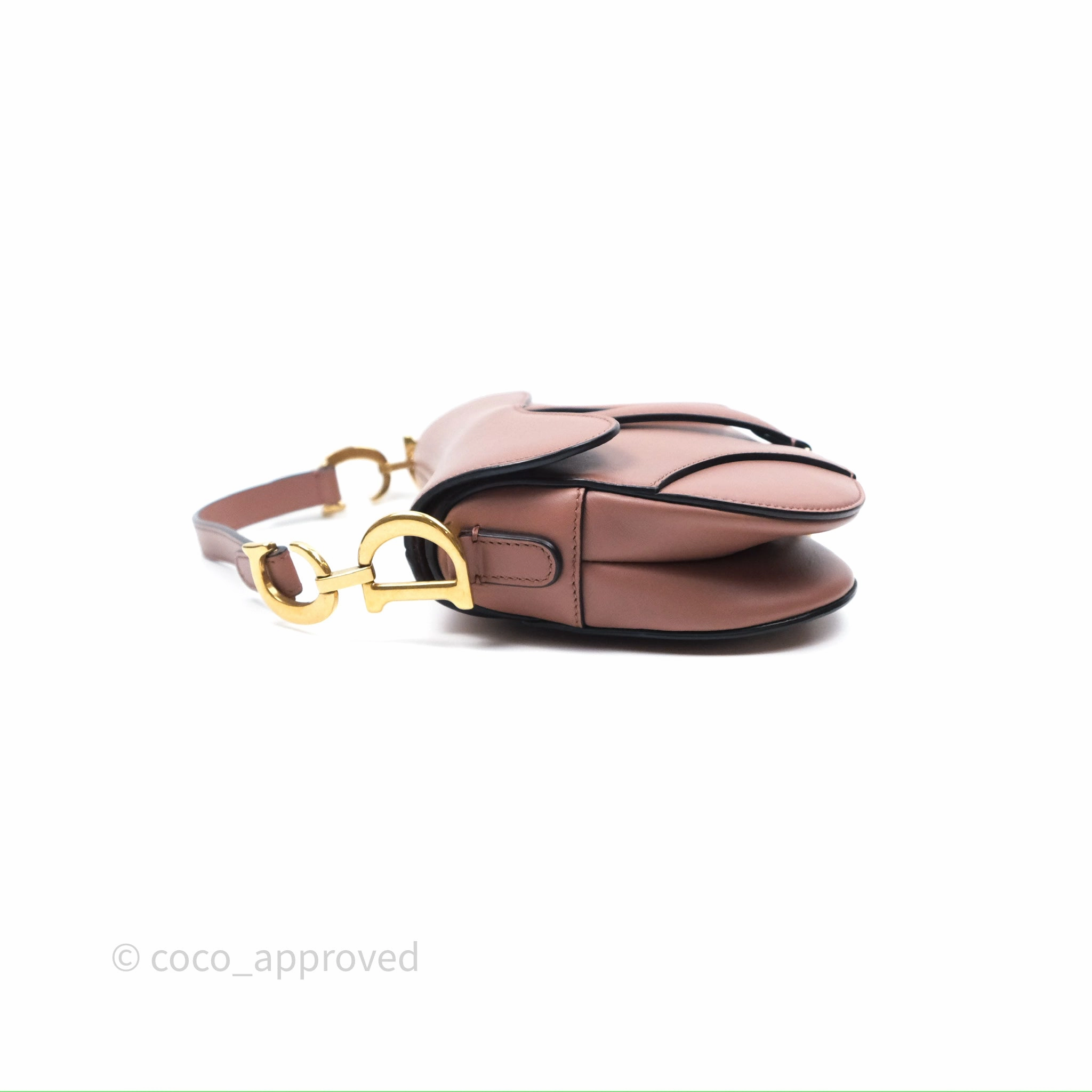 Christian Dior Mini Saddle Bag Rose Taupe Grained Calfskin Gold Hardware