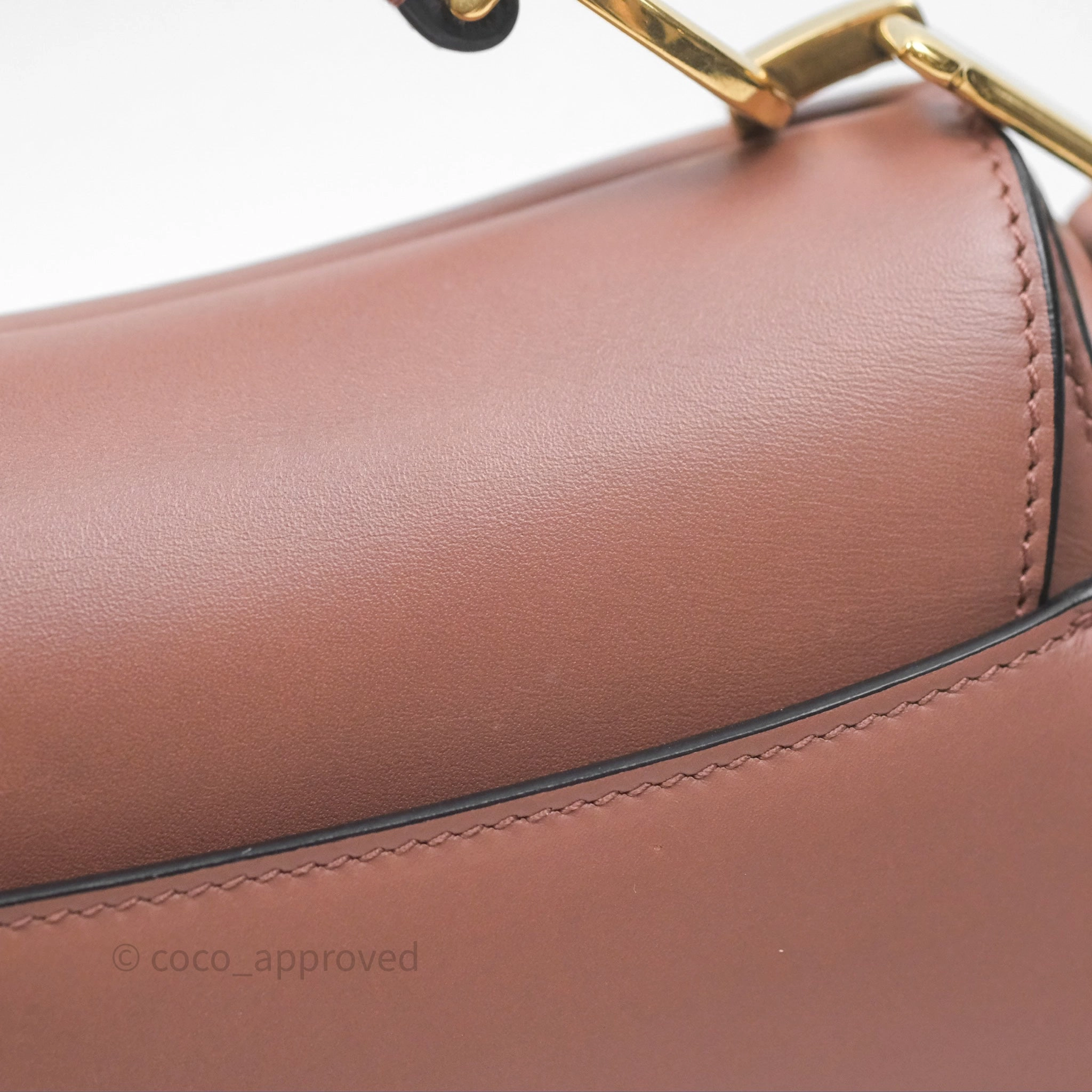 Christian Dior Mini Saddle Bag Rose Taupe Grained Calfskin Gold Hardware