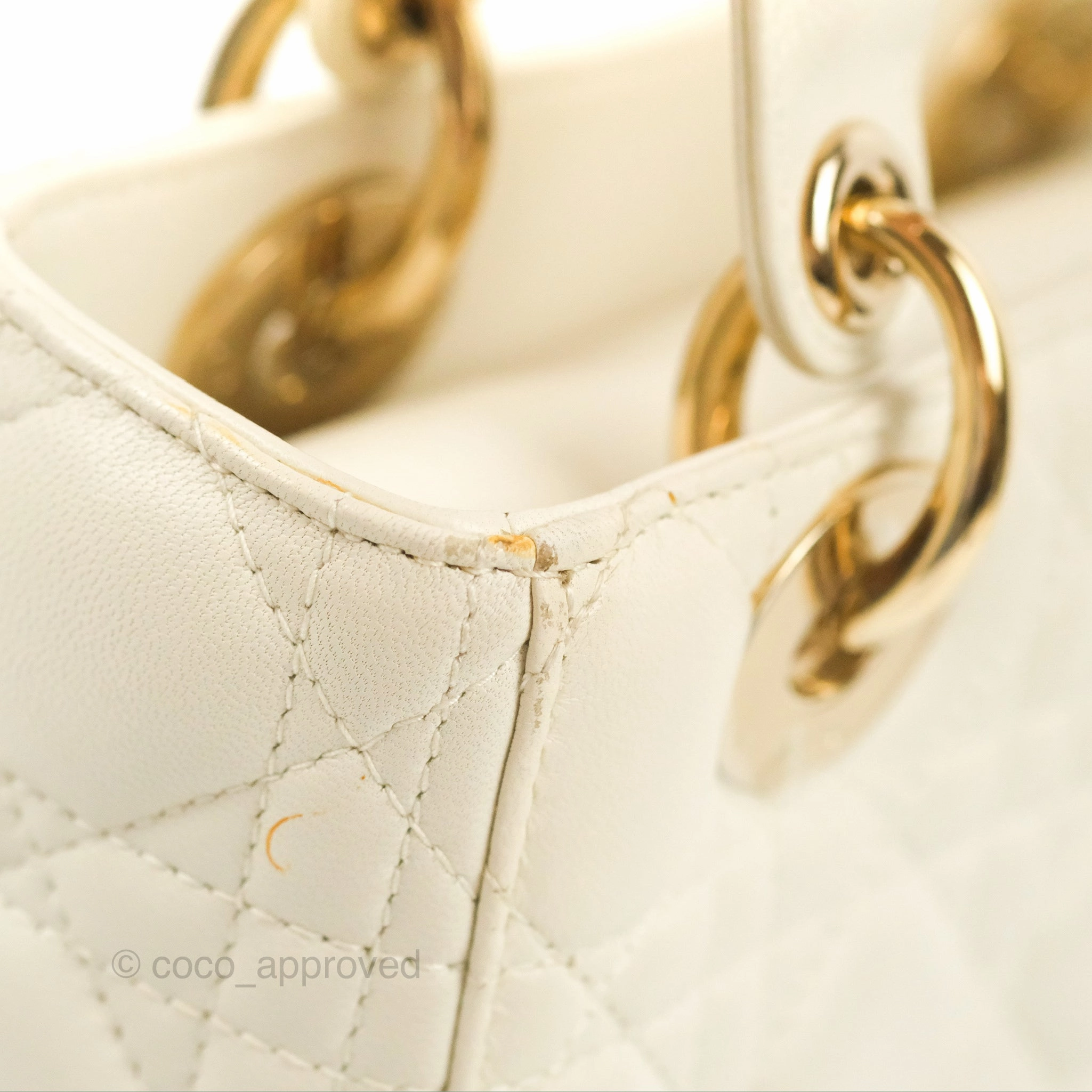 Christian Dior My ABCDior Lady Dior Bag Cannage Lambskin White Gold Hardware