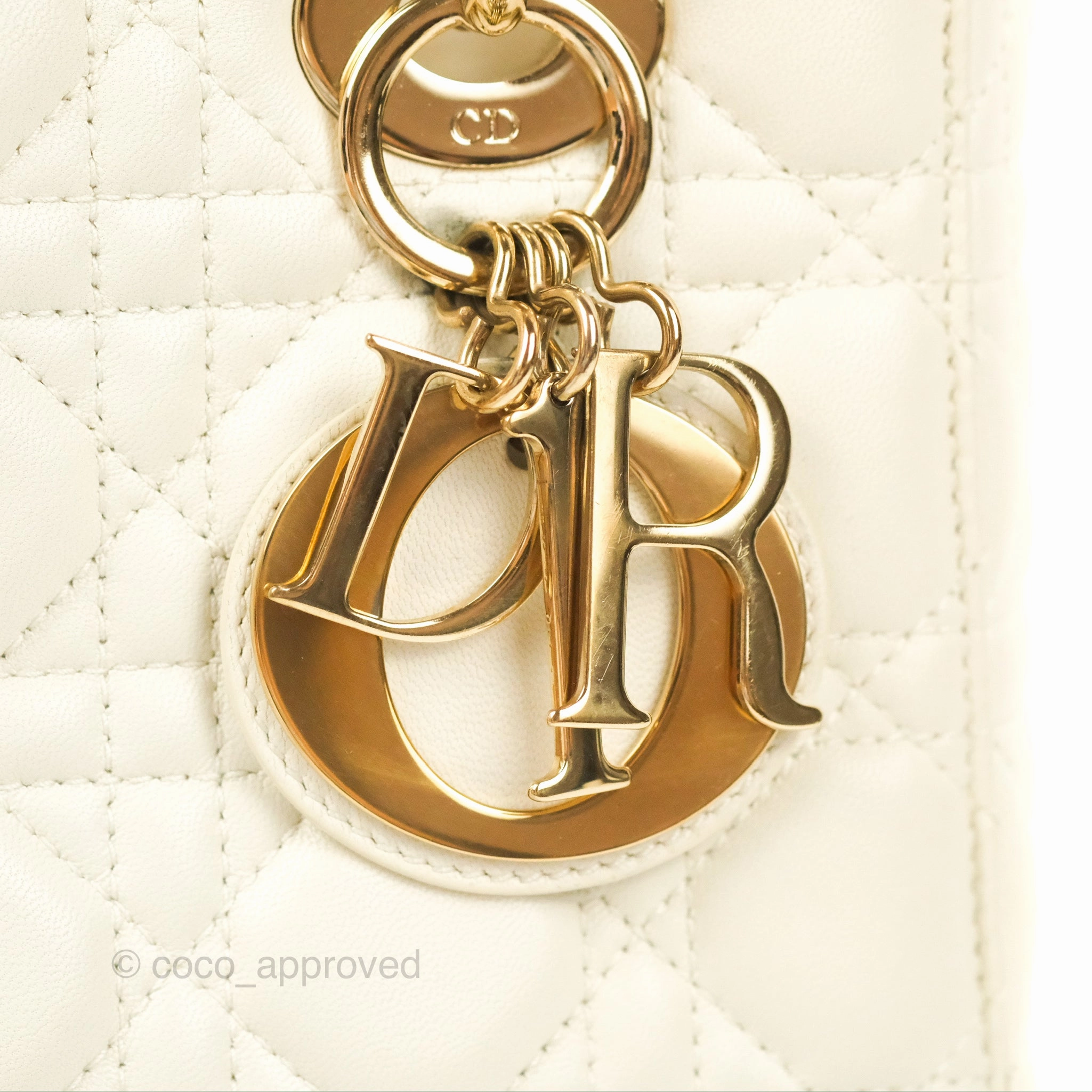 Christian Dior My ABCDior Lady Dior Bag Cannage Lambskin White Gold Hardware