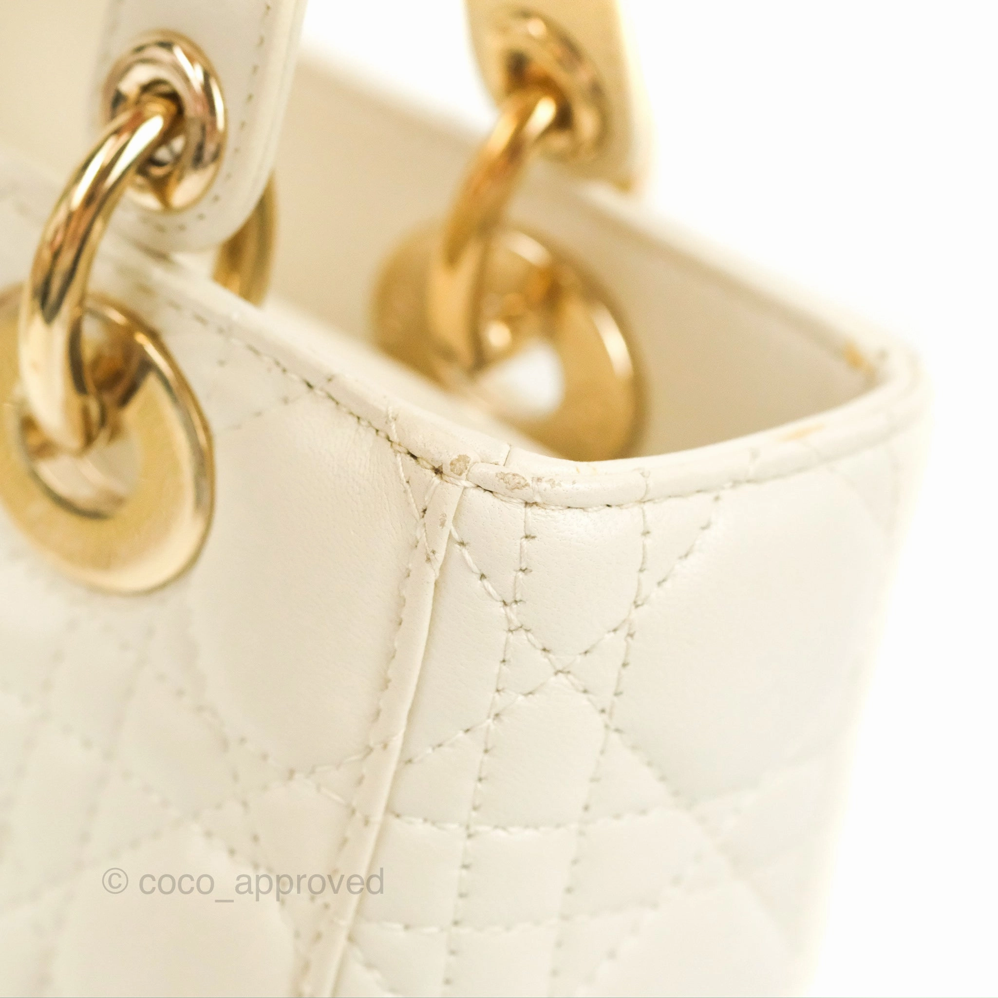 Christian Dior My ABCDior Lady Dior Bag Cannage Lambskin White Gold Hardware