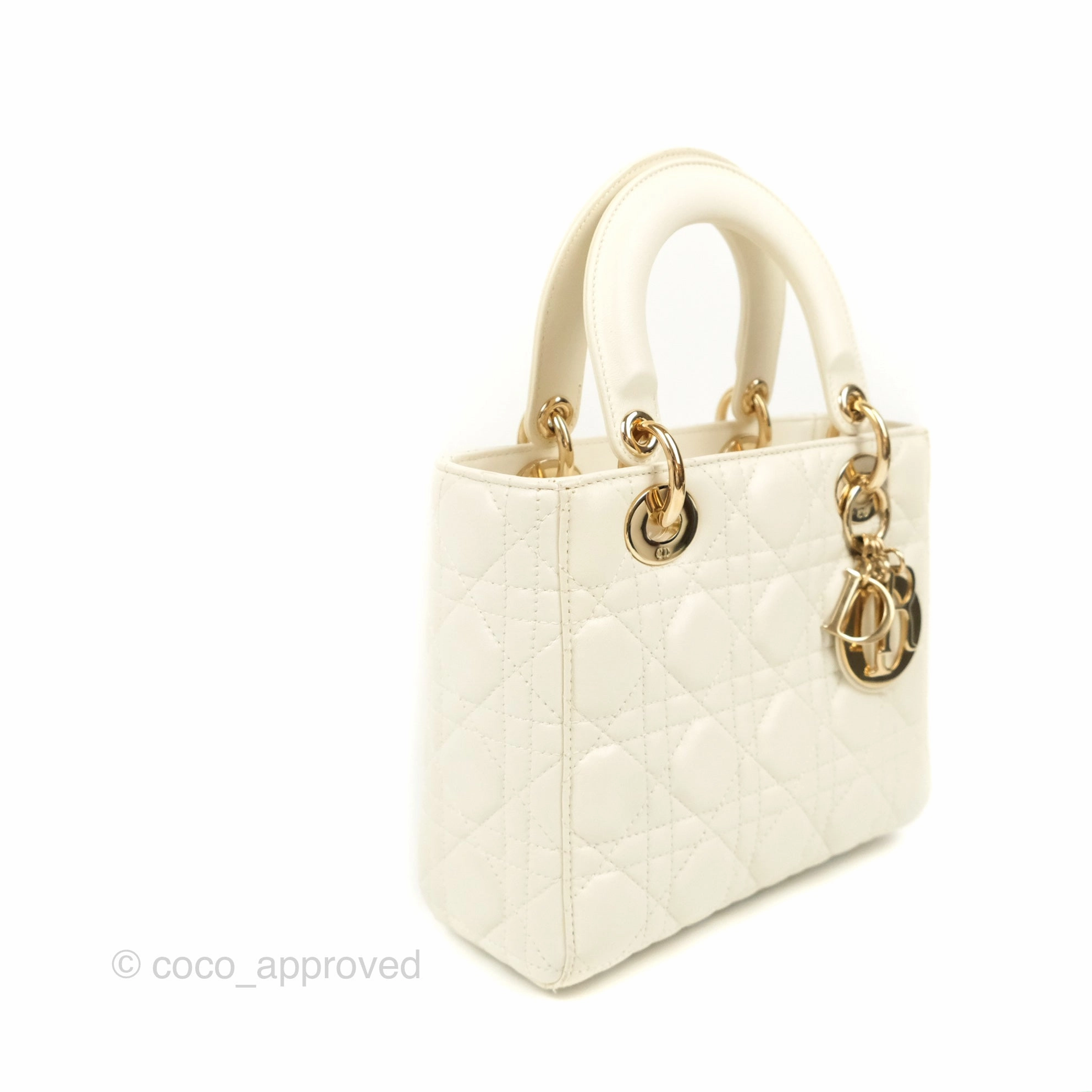 Christian Dior My ABCDior Lady Dior Bag Cannage Lambskin White Gold Hardware