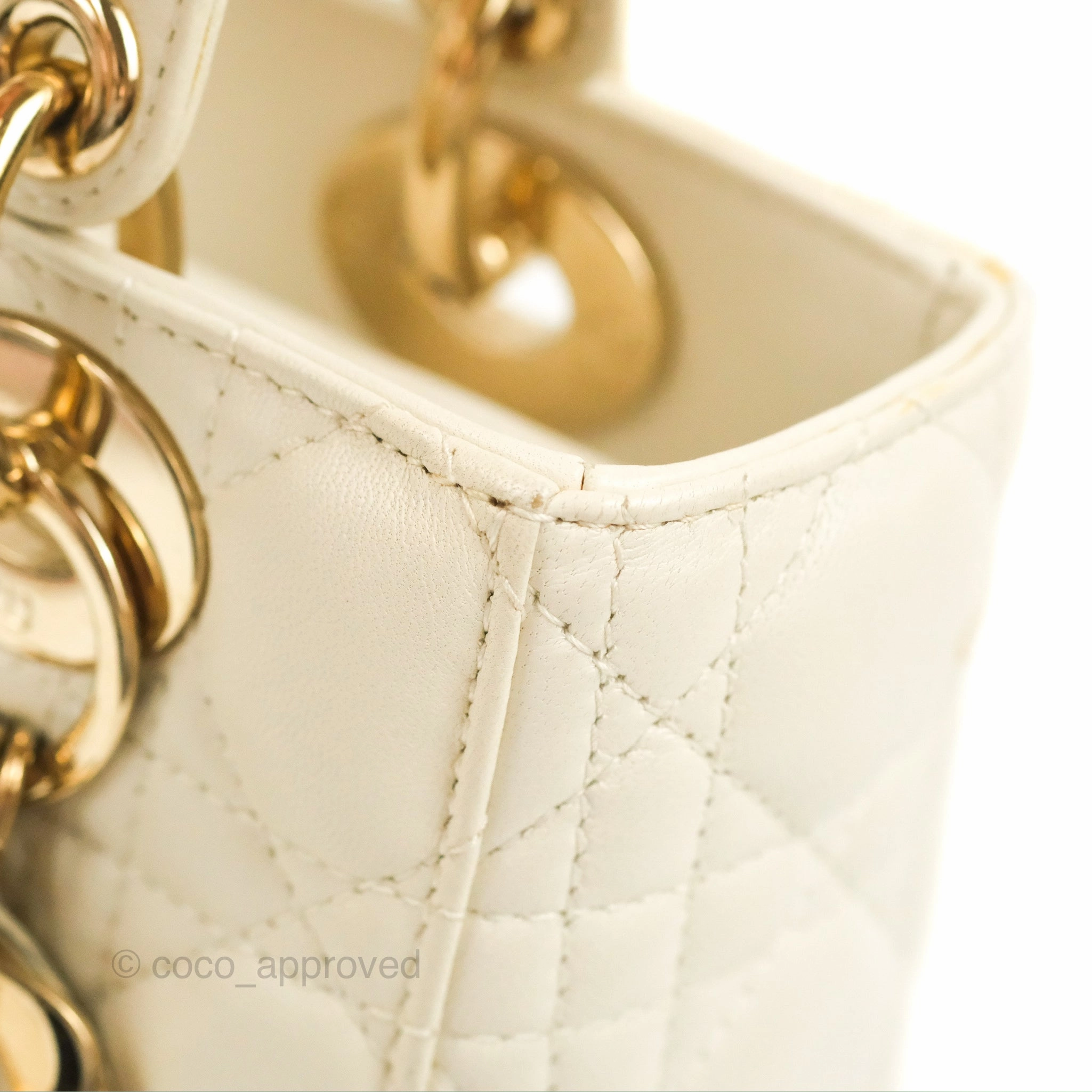 Christian Dior My ABCDior Lady Dior Bag Cannage Lambskin White Gold Hardware