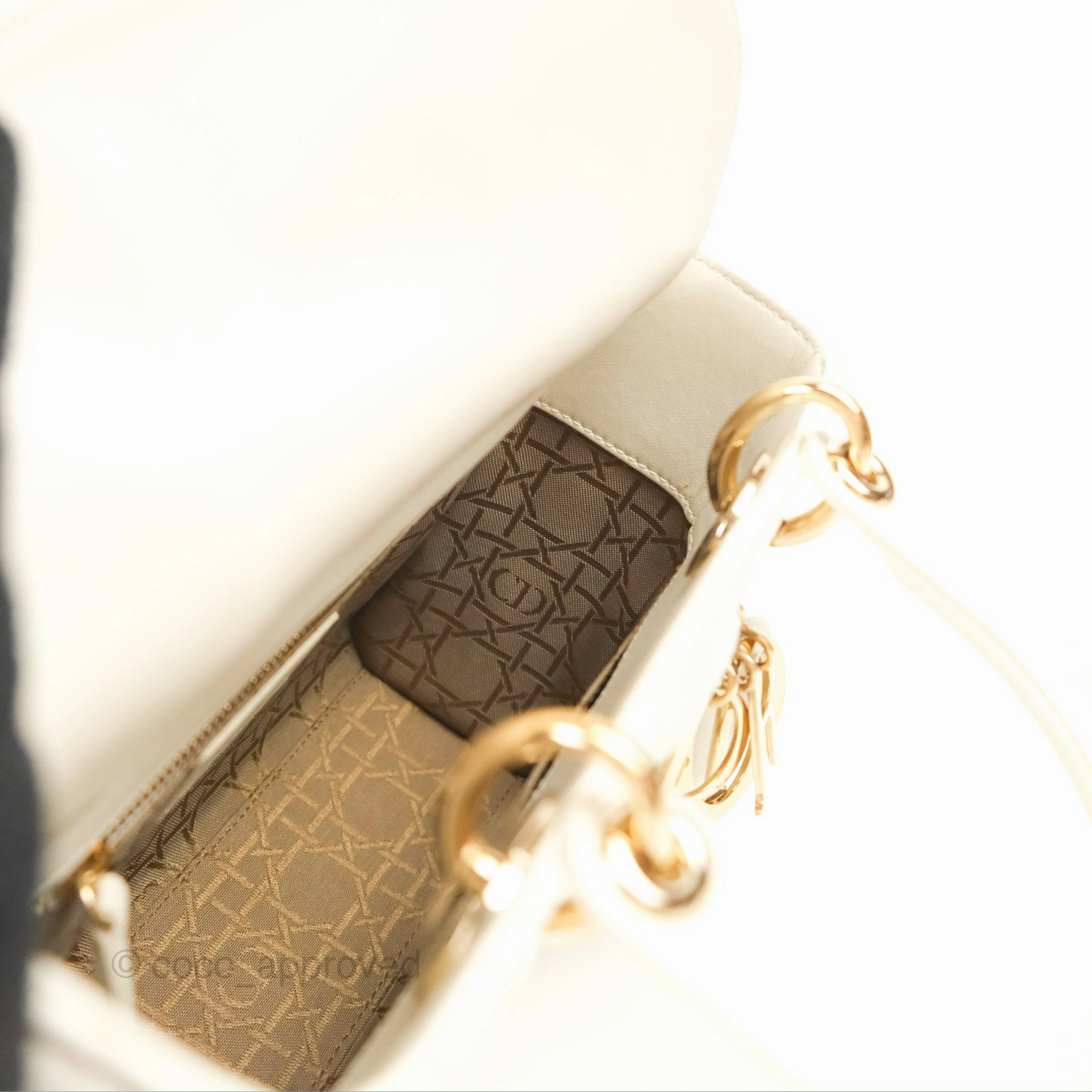 Christian Dior My ABCDior Lady Dior Bag Cannage Lambskin White Gold Hardware