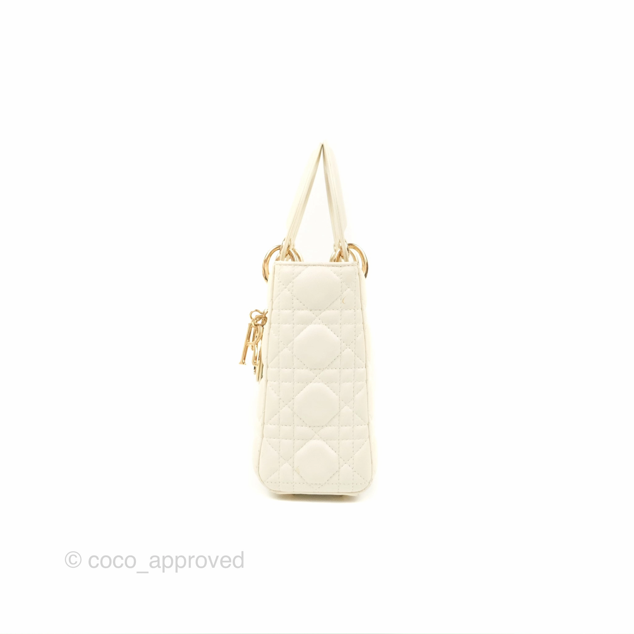 Christian Dior My ABCDior Lady Dior Bag Cannage Lambskin White Gold Hardware