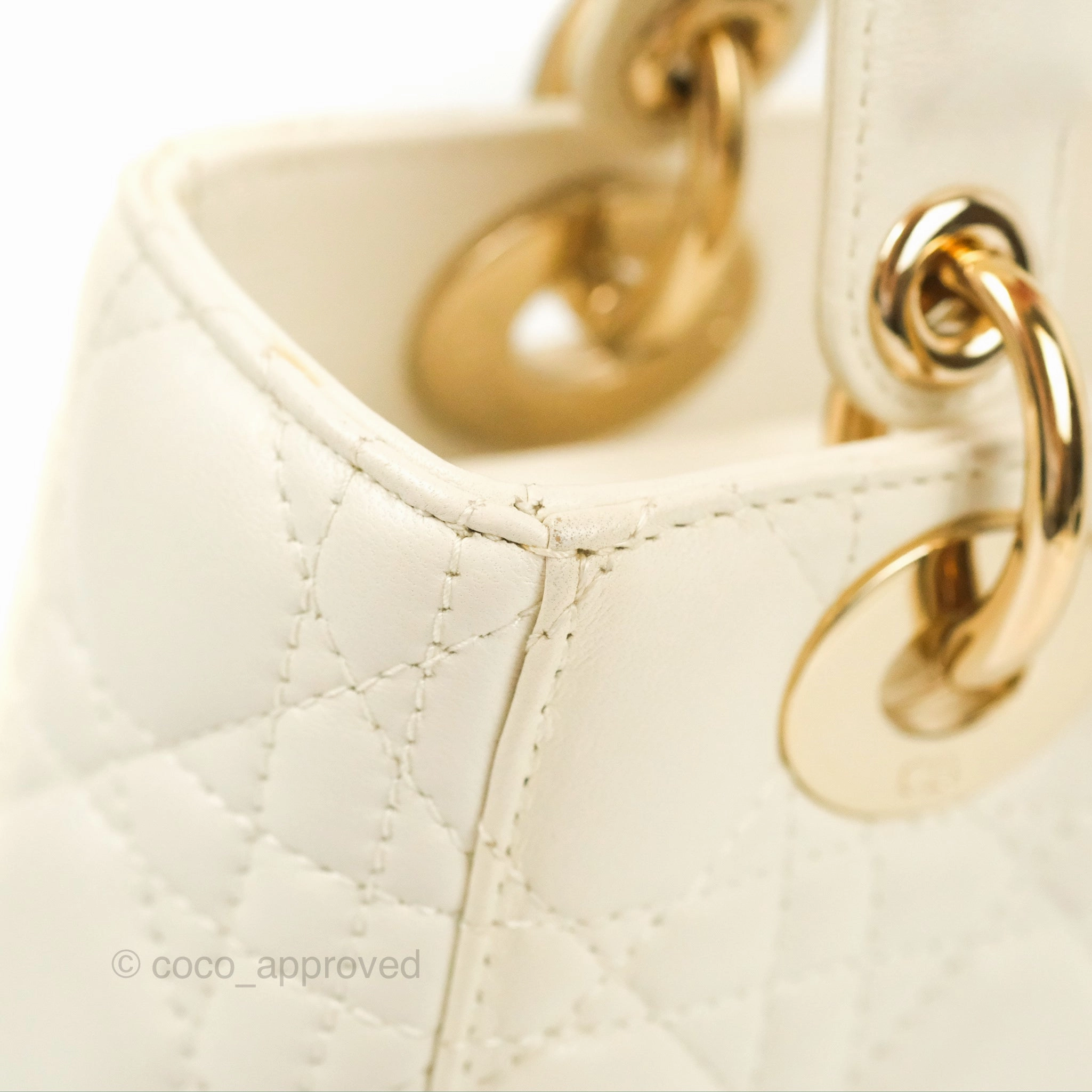 Christian Dior My ABCDior Lady Dior Bag Cannage Lambskin White Gold Hardware
