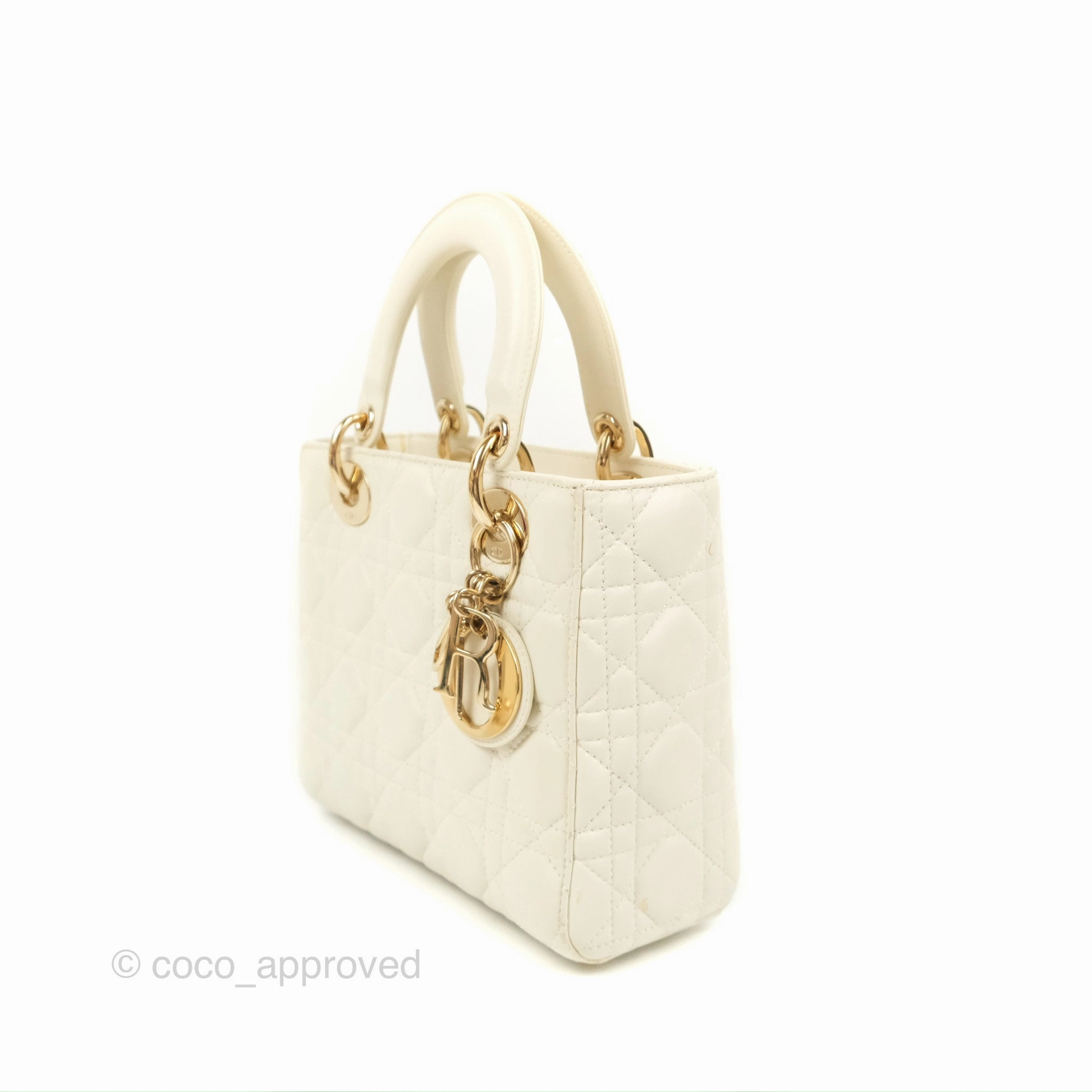 Christian Dior My ABCDior Lady Dior Bag Cannage Lambskin White Gold Hardware