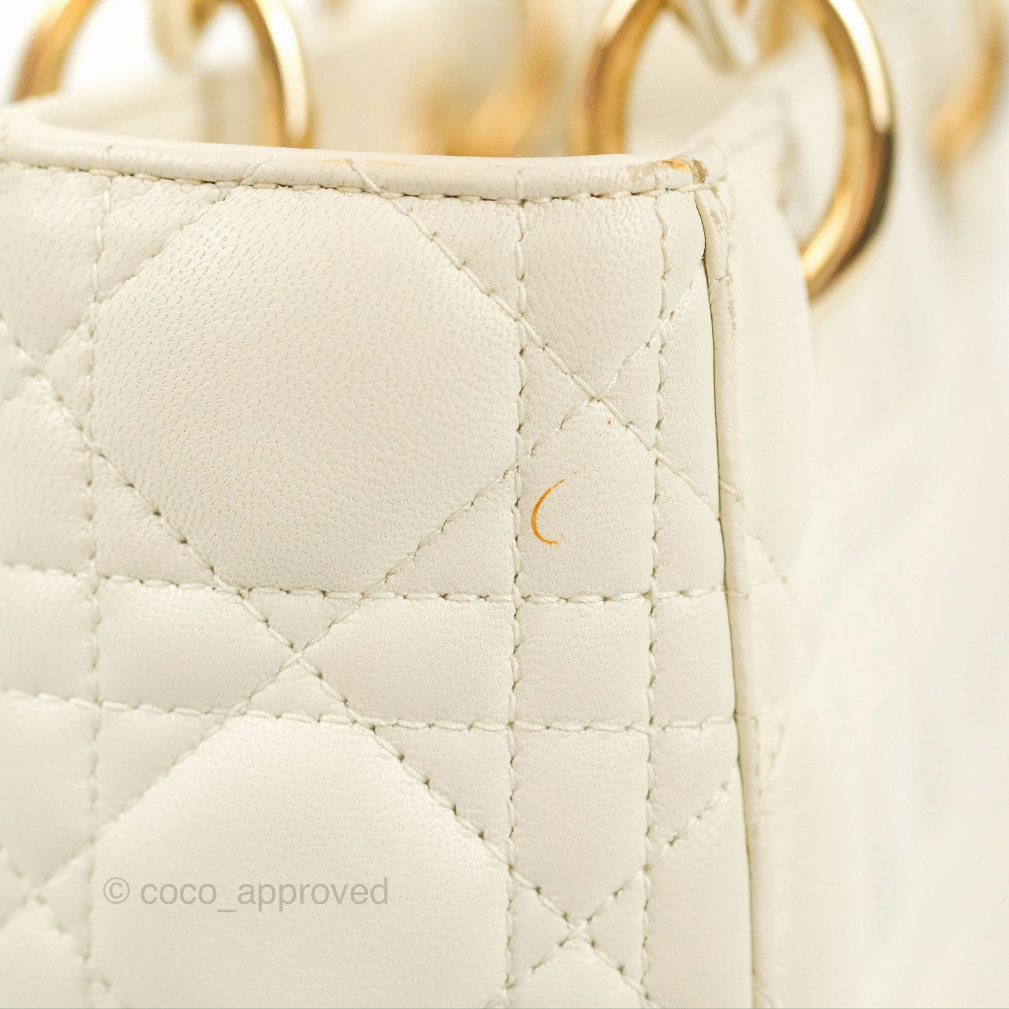 Christian Dior My ABCDior Lady Dior Bag Cannage Lambskin White Gold Hardware