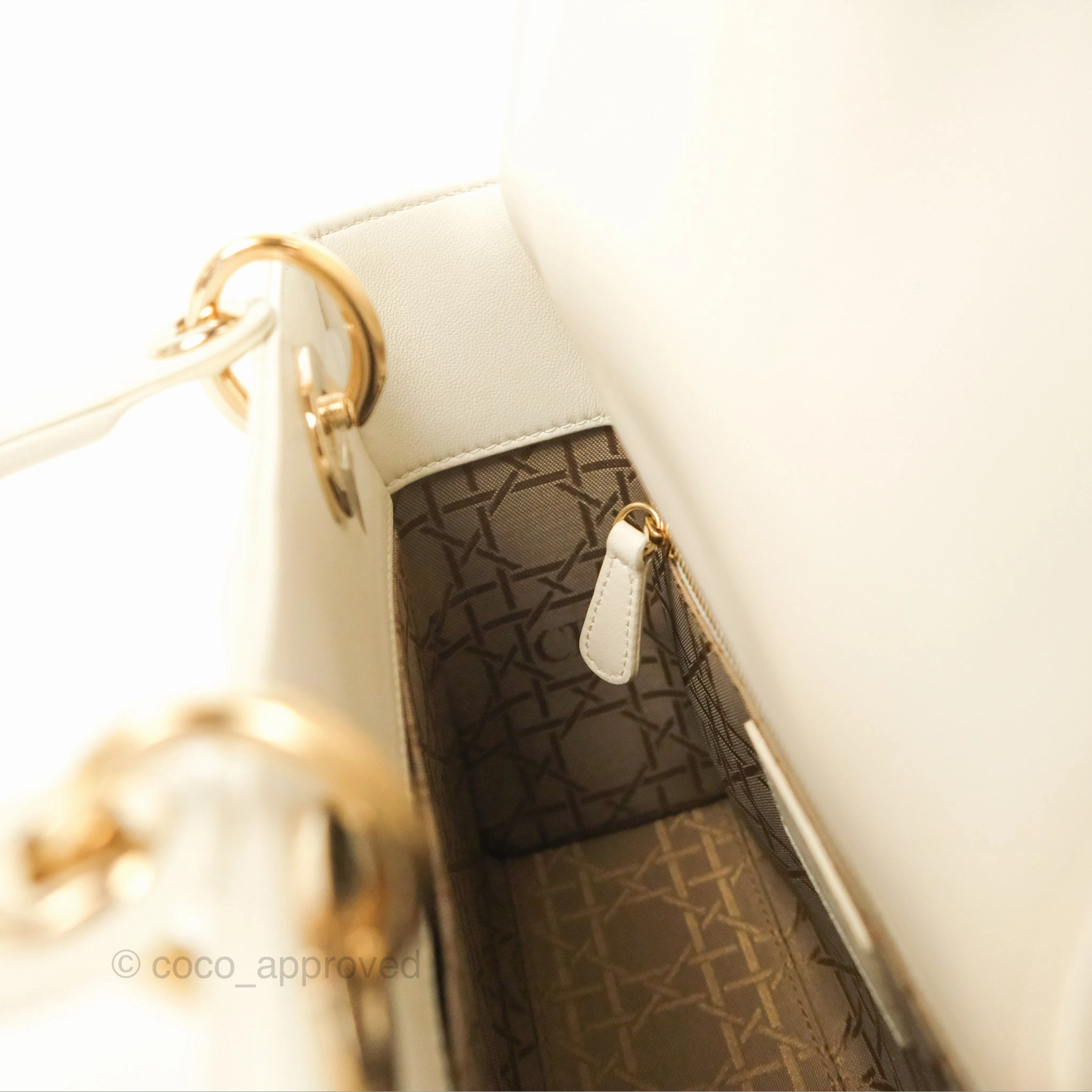 Christian Dior My ABCDior Lady Dior Bag Cannage Lambskin White Gold Hardware