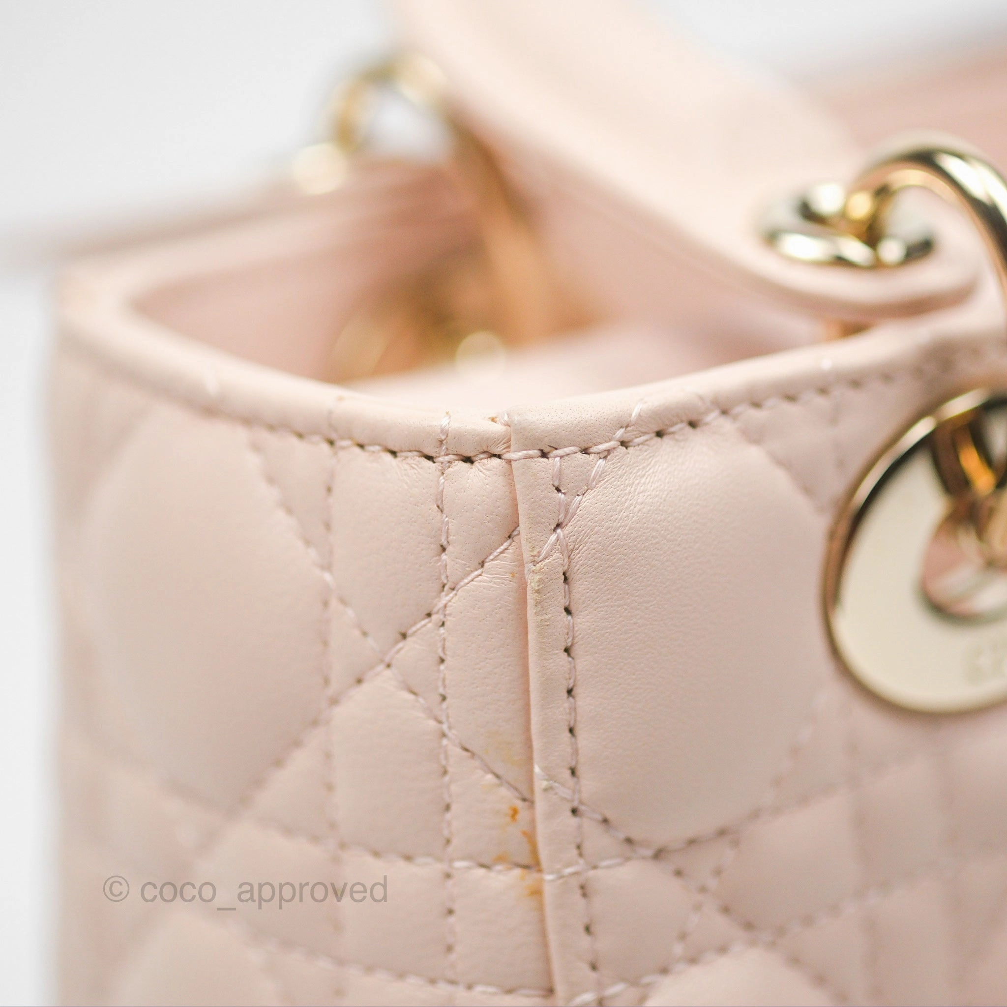 Christian Dior My ABCDior Lady Dior Pale Pink Cannage Lambskin Gold Hardware