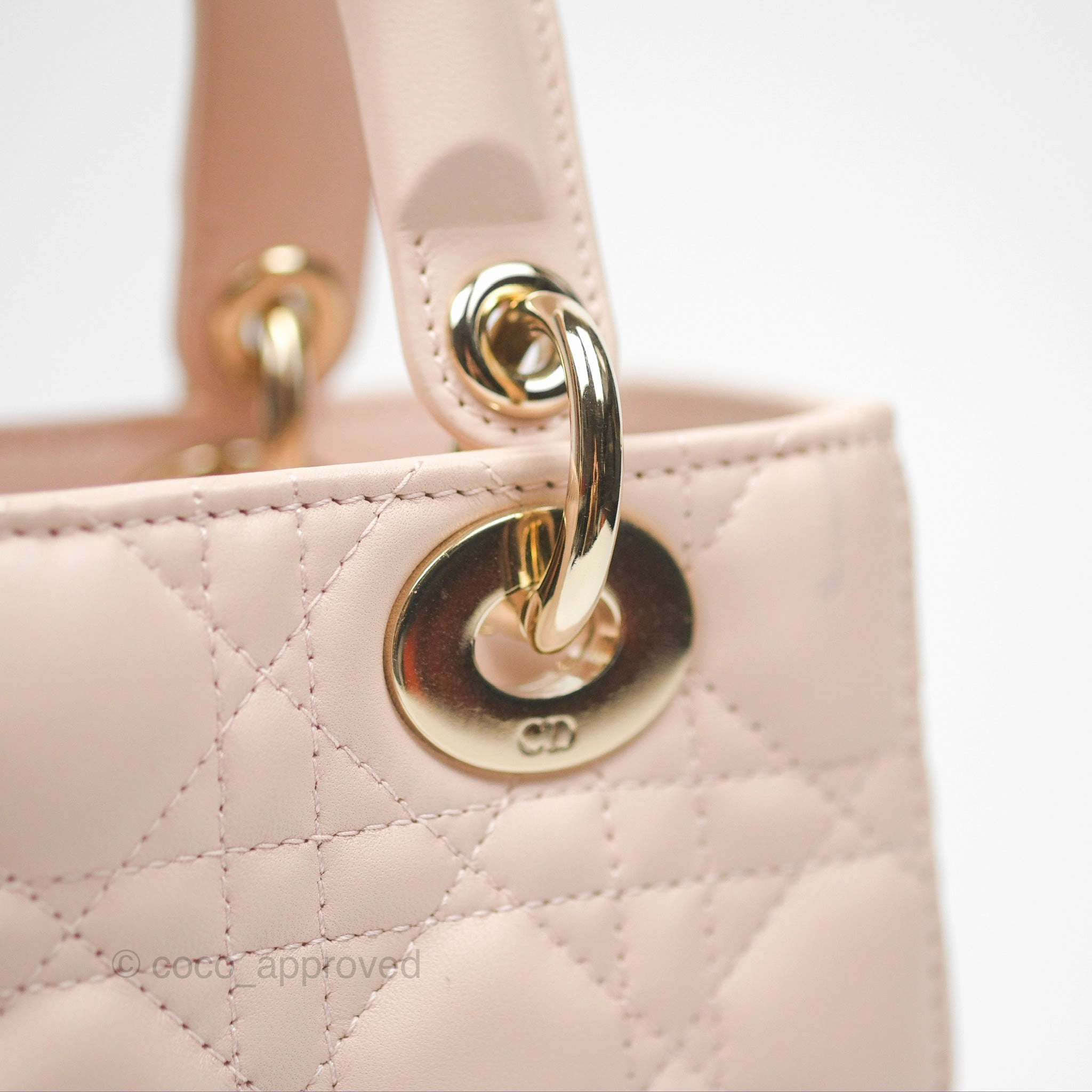Christian Dior My ABCDior Lady Dior Pale Pink Cannage Lambskin Gold Hardware