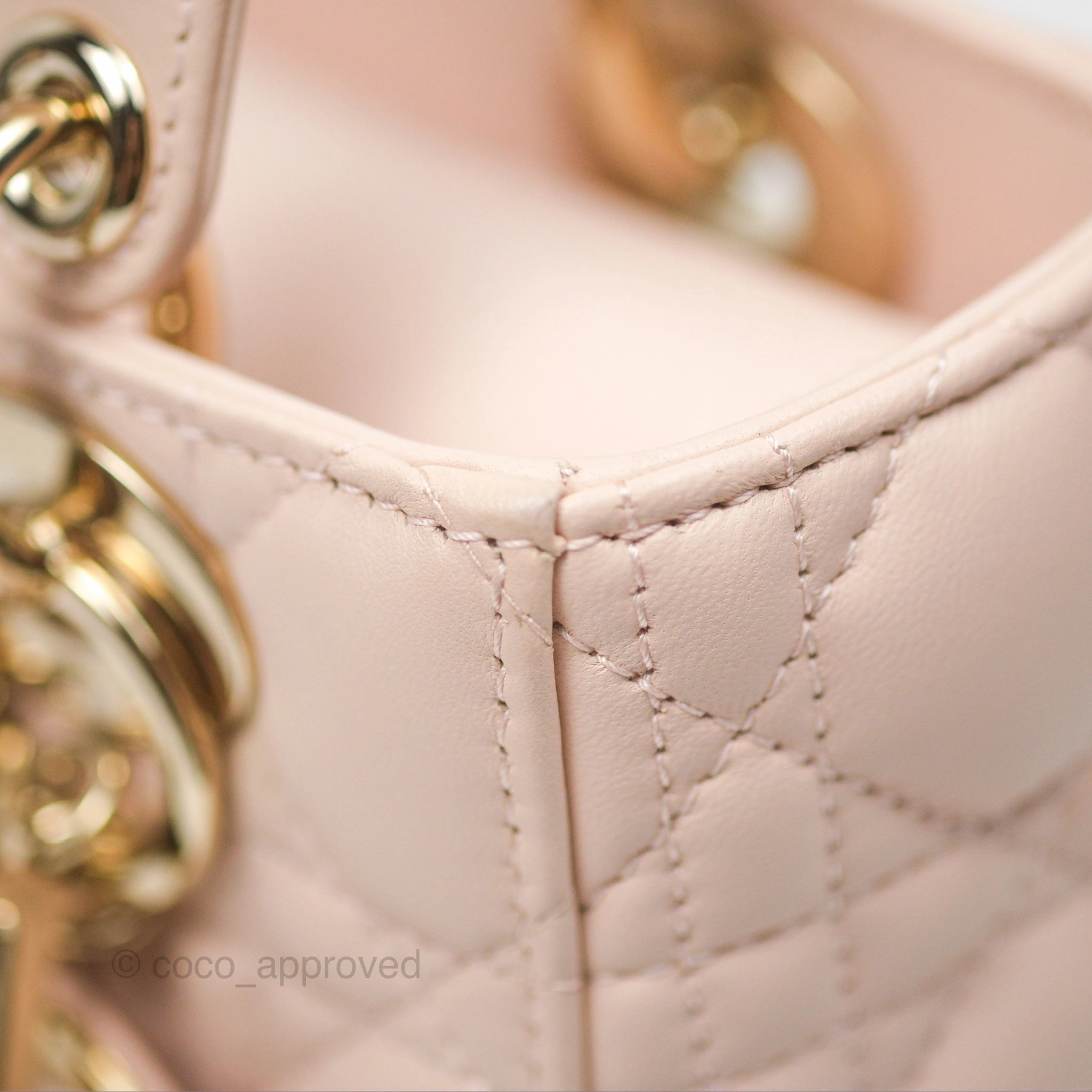 Christian Dior My ABCDior Lady Dior Pale Pink Cannage Lambskin Gold Hardware