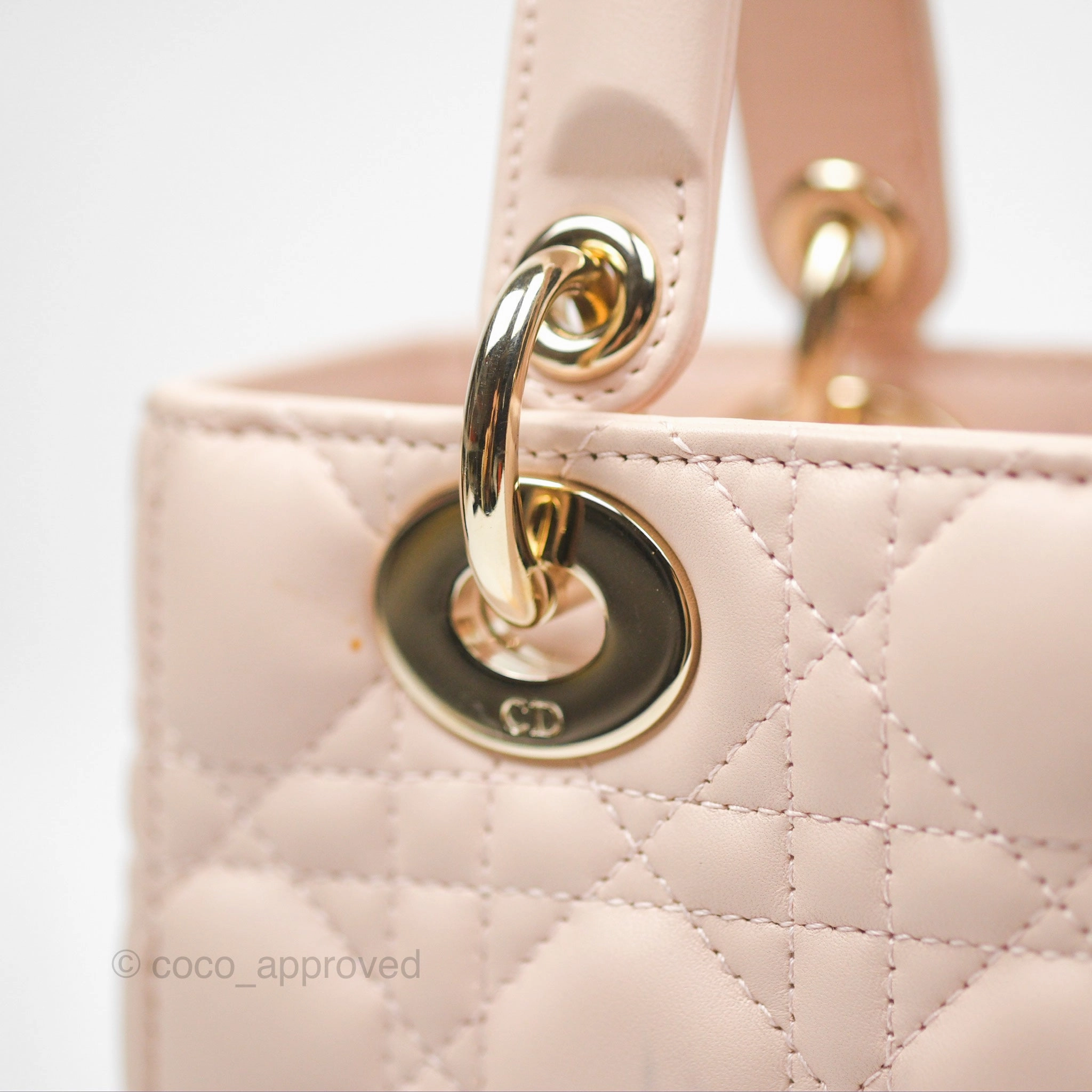 Christian Dior My ABCDior Lady Dior Pale Pink Cannage Lambskin Gold Hardware