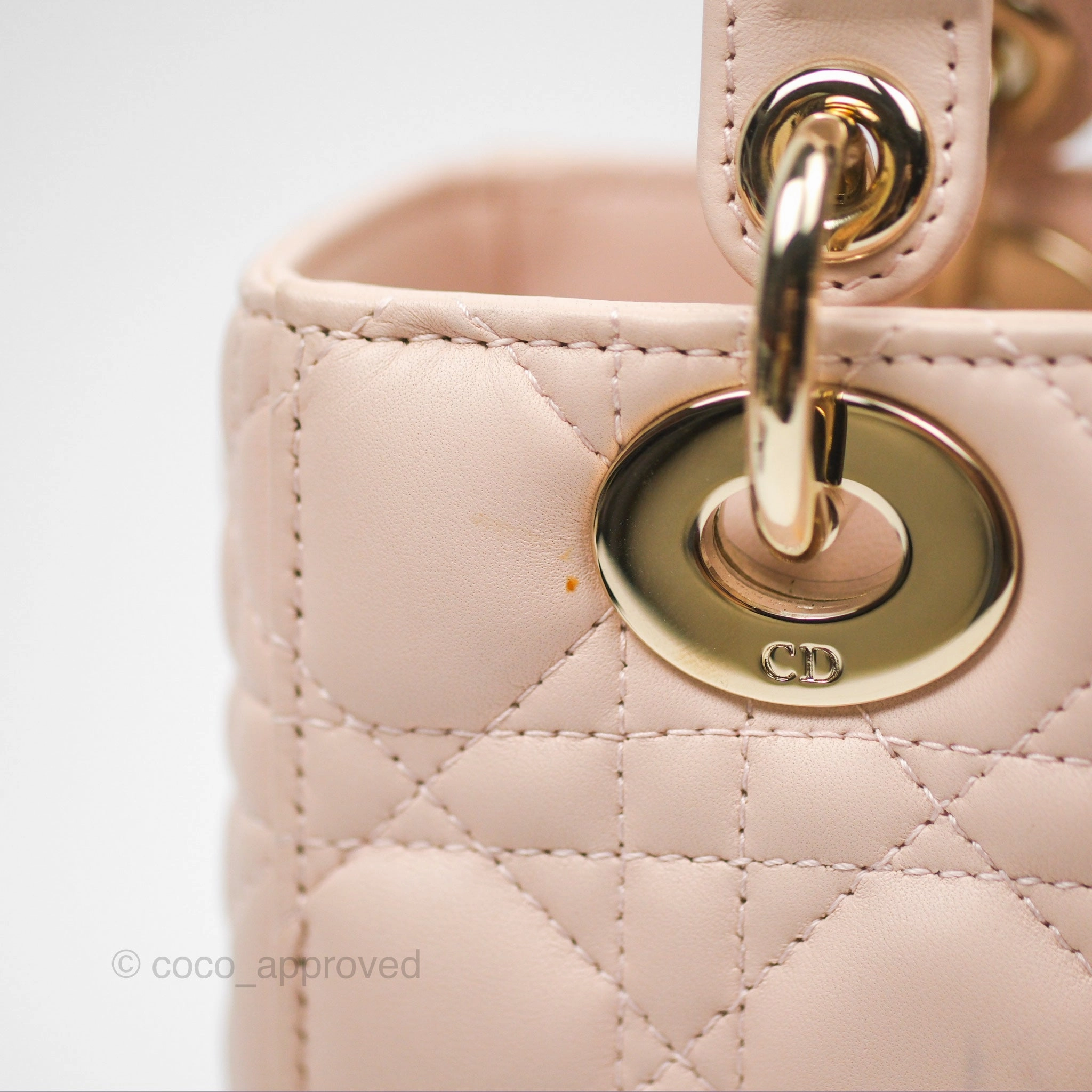 Christian Dior My ABCDior Lady Dior Pale Pink Cannage Lambskin Gold Hardware