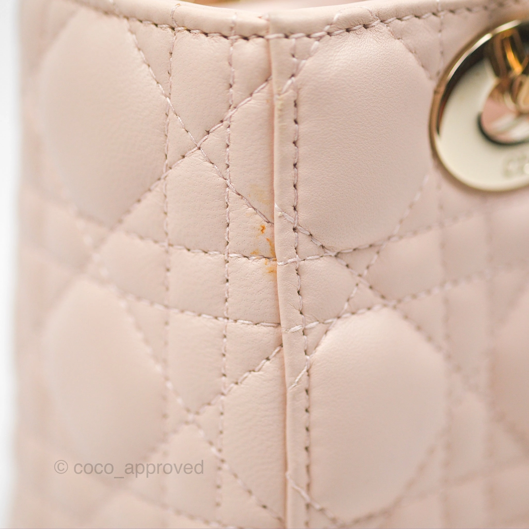 Christian Dior My ABCDior Lady Dior Pale Pink Cannage Lambskin Gold Hardware