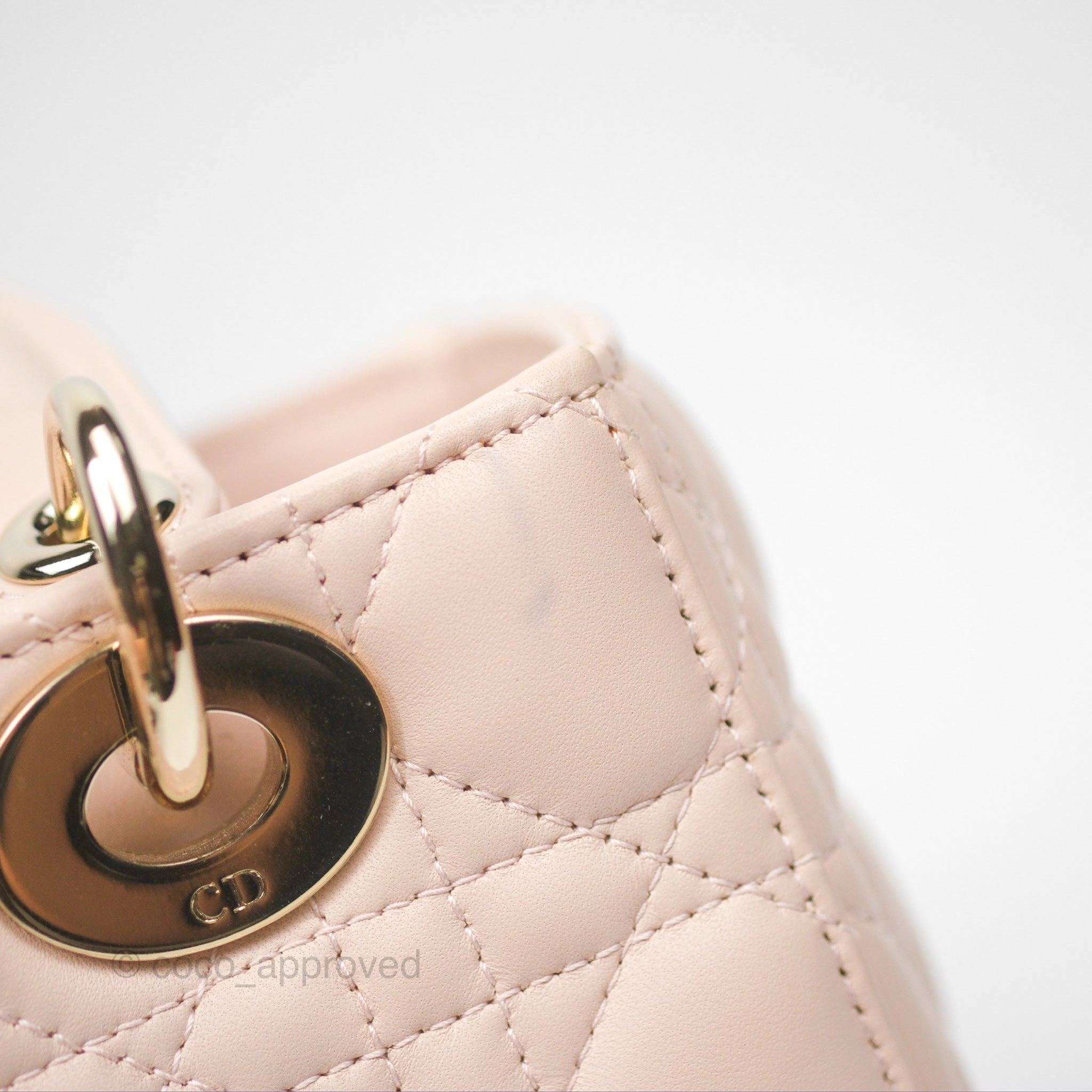 Christian Dior My ABCDior Lady Dior Pale Pink Cannage Lambskin Gold Hardware