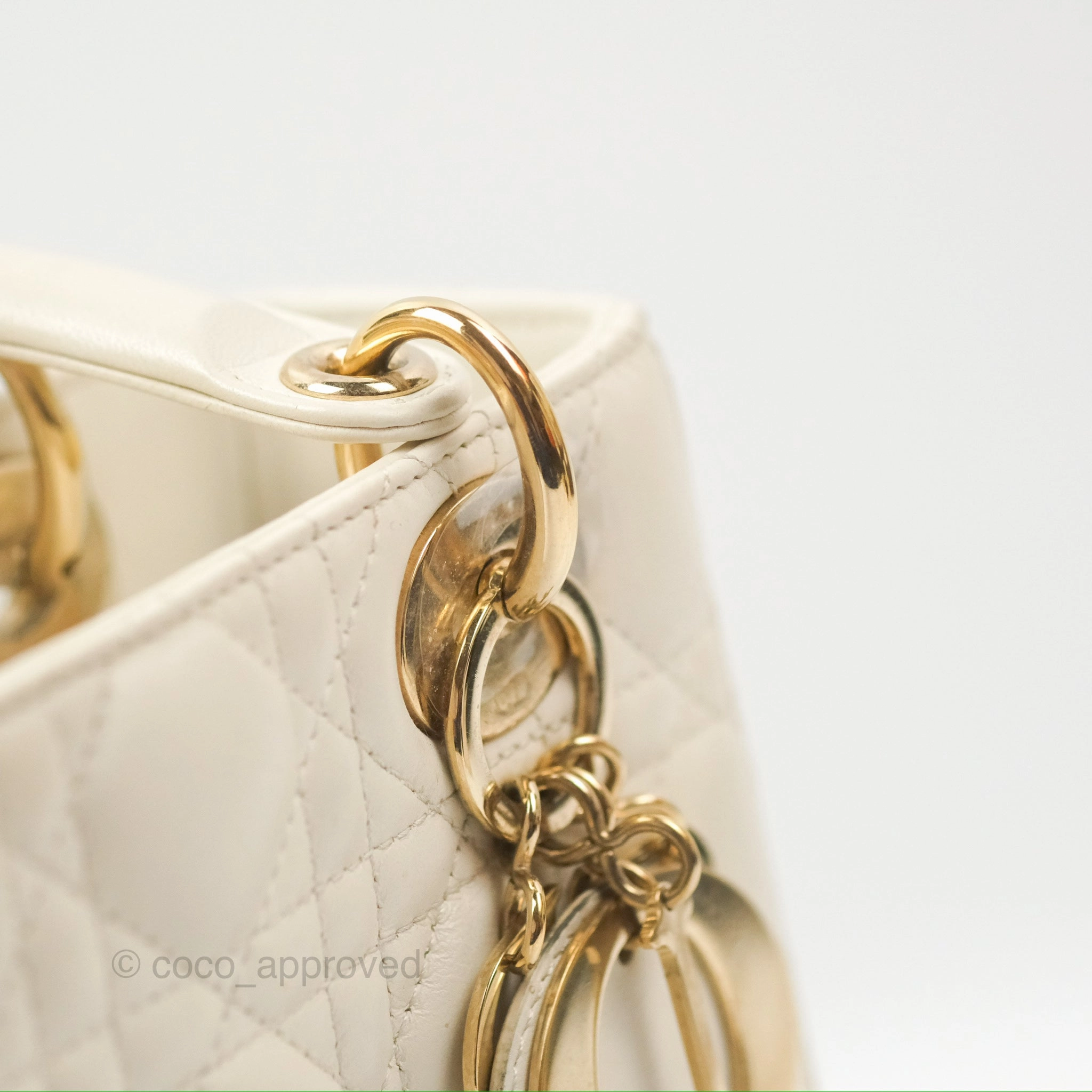 Christian Dior My ABCDior Lady Dior White Cannage Lambskin Gold Hardware