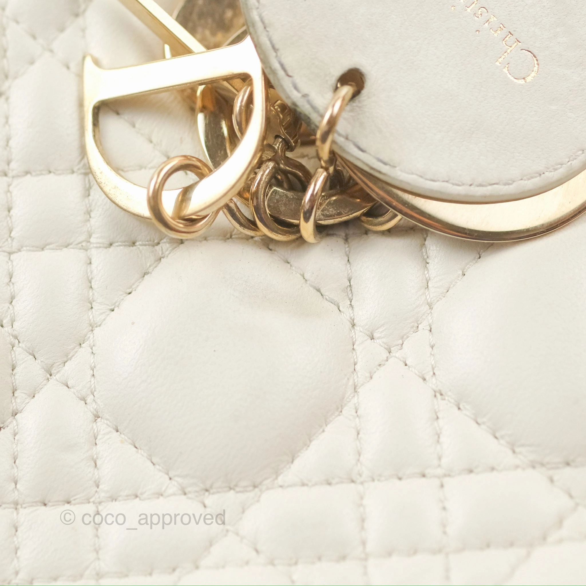 Christian Dior My ABCDior Lady Dior White Cannage Lambskin Gold Hardware