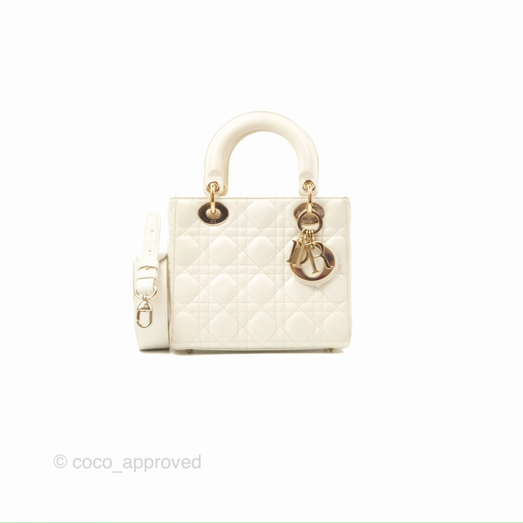 Christian Dior My ABCDior Lady Dior White Cannage Lambskin Gold Hardware