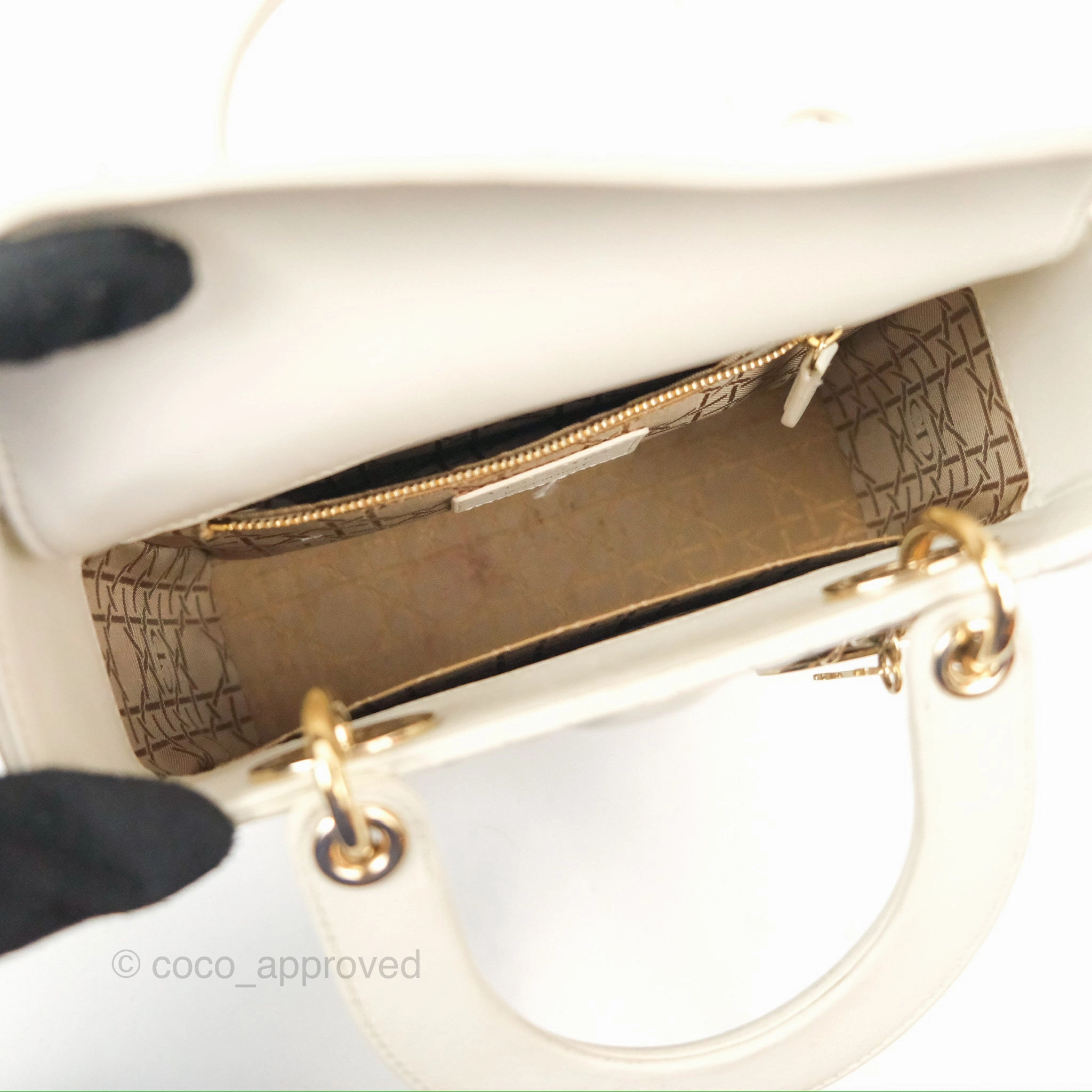 Christian Dior My ABCDior Lady Dior White Cannage Lambskin Gold Hardware