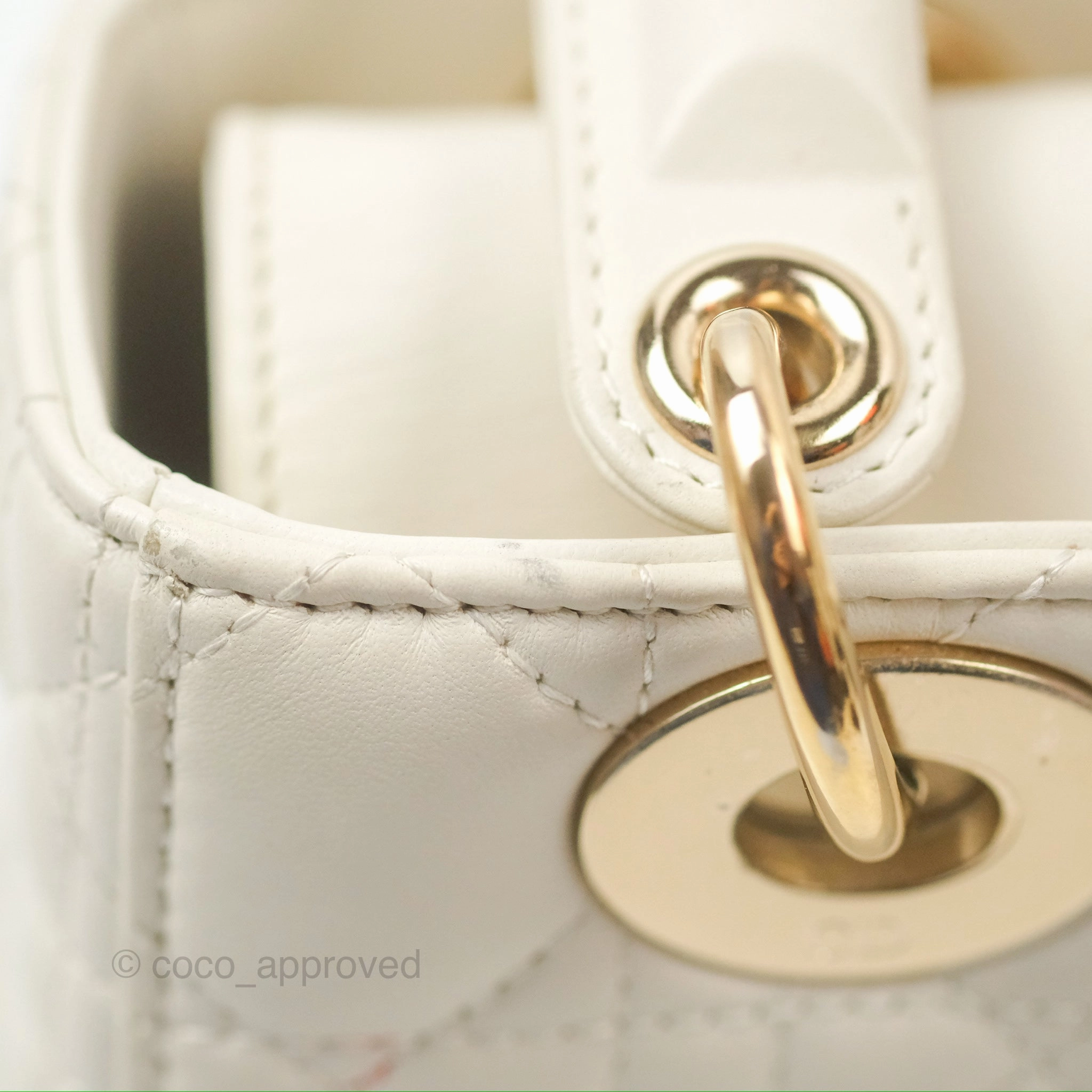 Christian Dior My ABCDior Lady Dior White Cannage Lambskin Gold Hardware