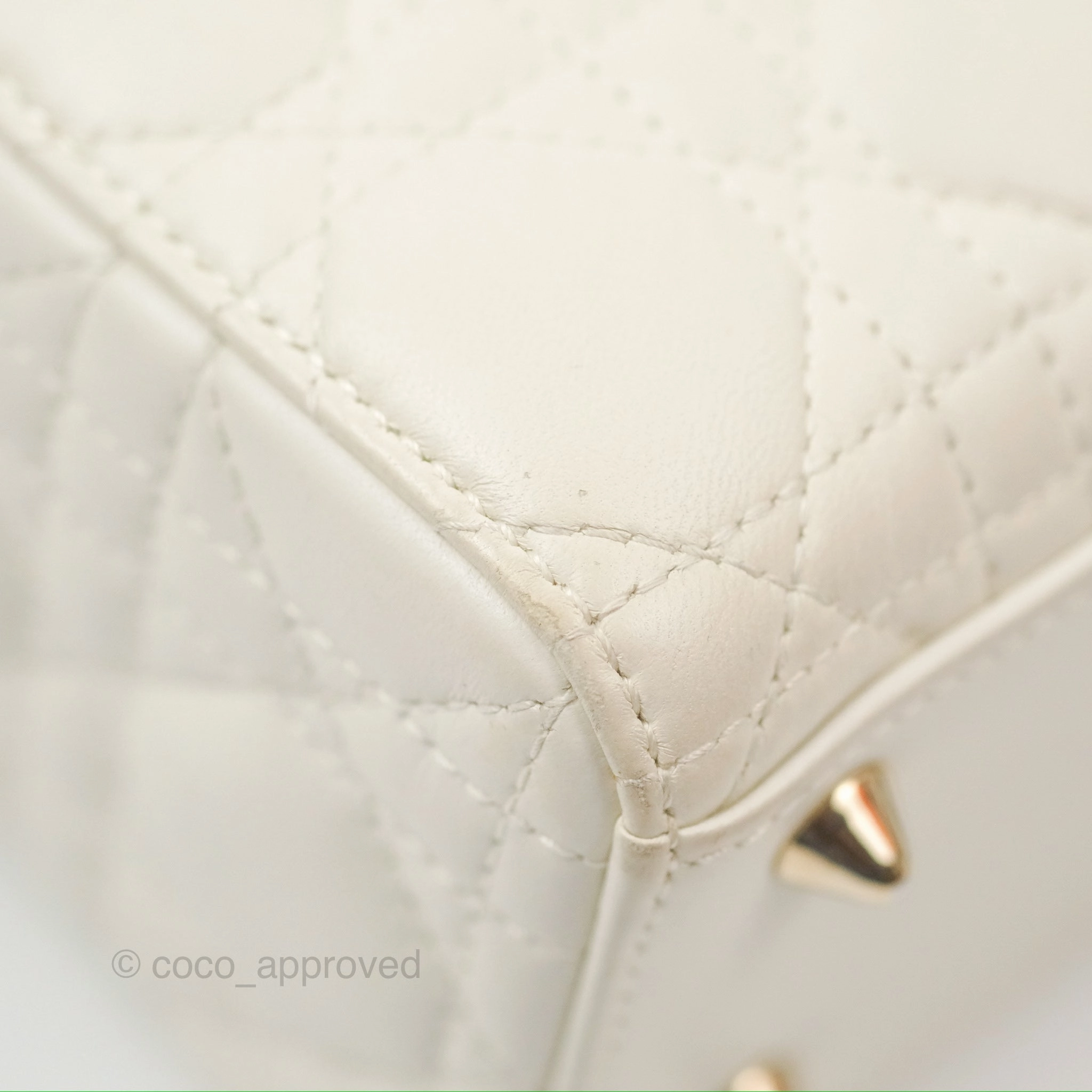Christian Dior My ABCDior Lady Dior White Cannage Lambskin Gold Hardware