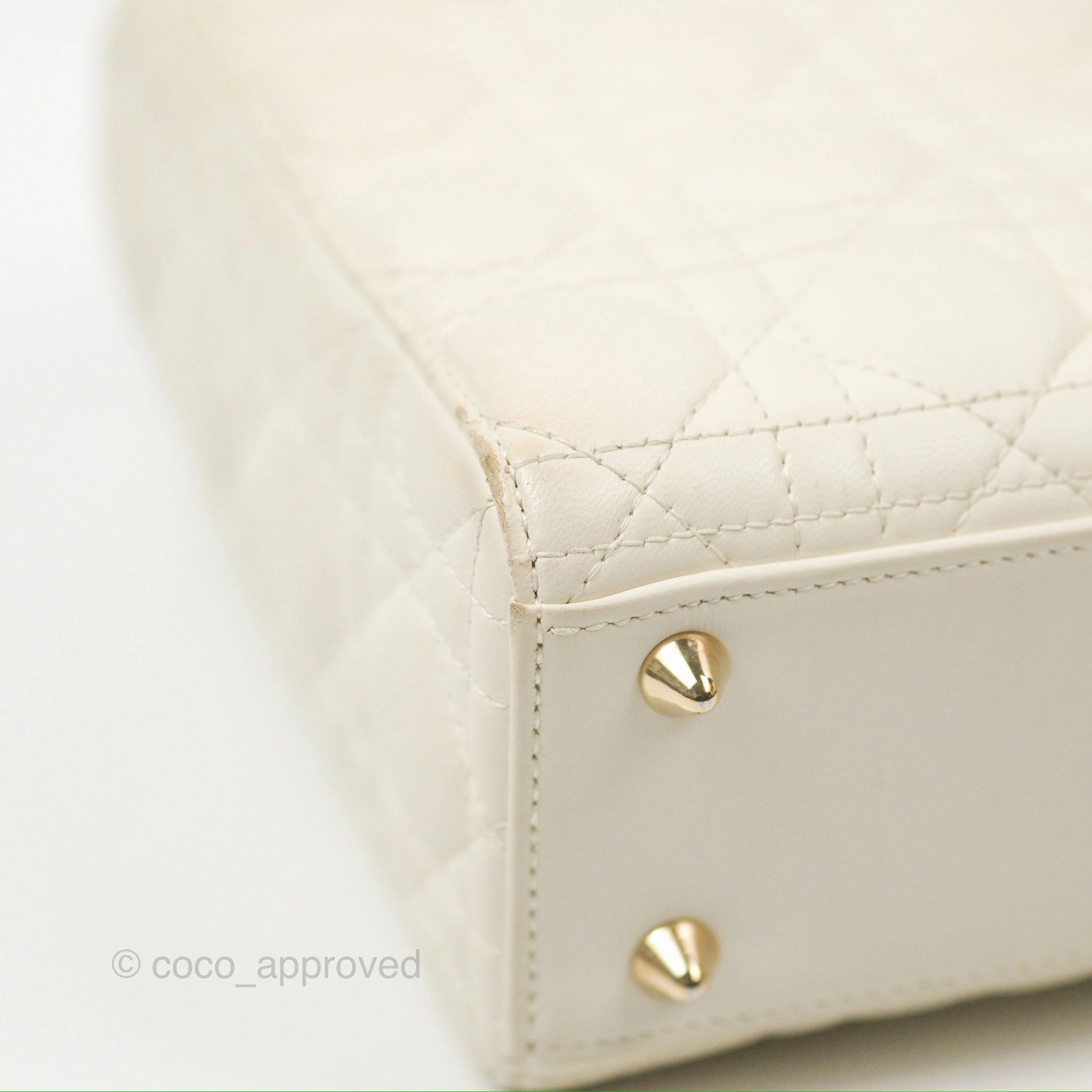 Christian Dior My ABCDior Lady Dior White Cannage Lambskin Gold Hardware