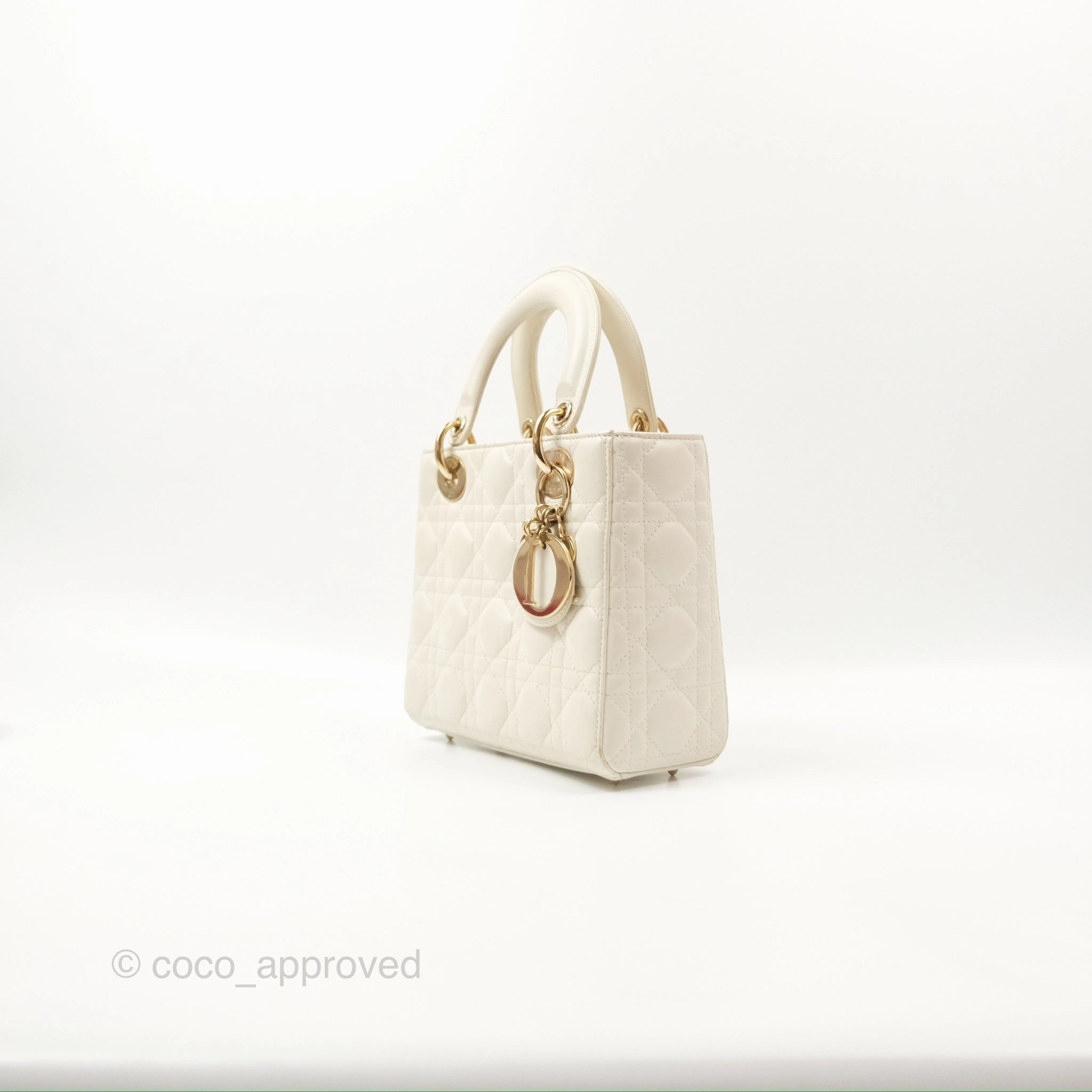Christian Dior My ABCDior Lady Dior White Cannage Lambskin Gold Hardware