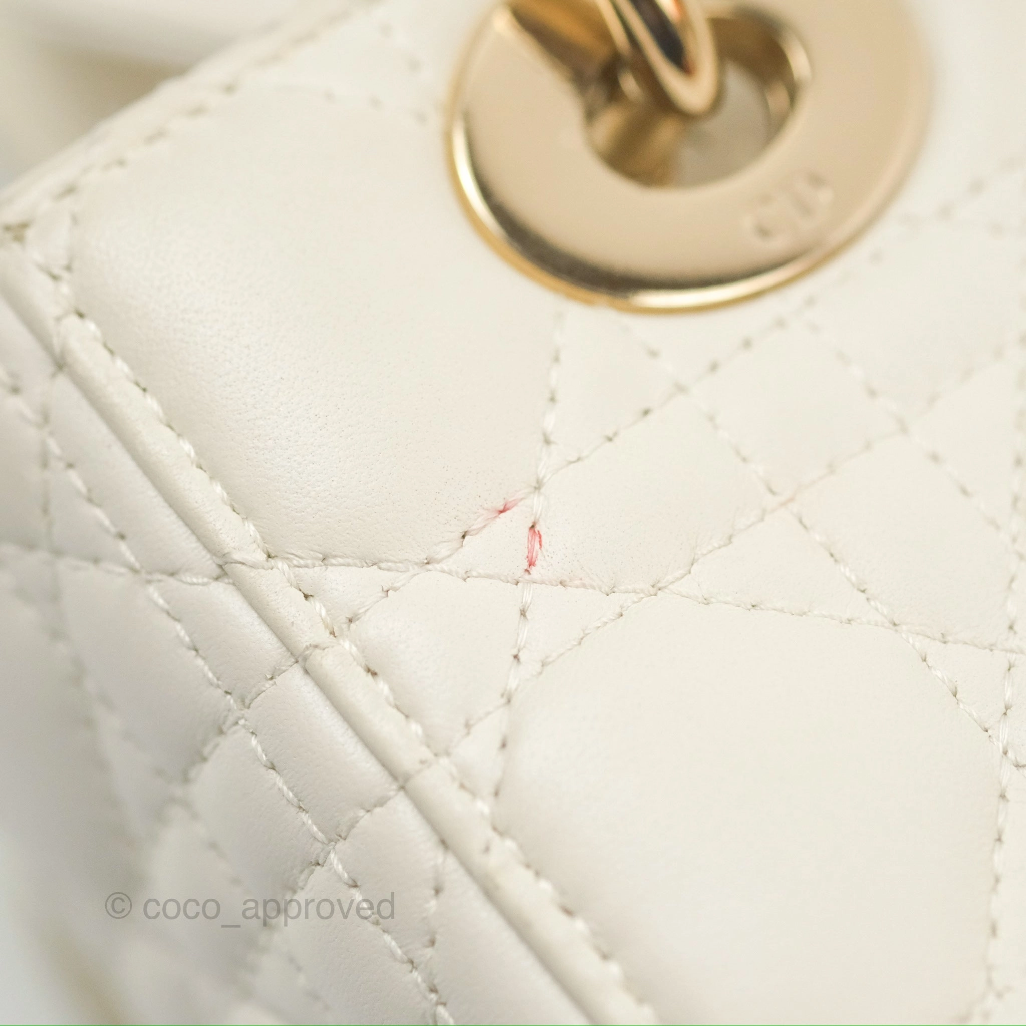 Christian Dior My ABCDior Lady Dior White Cannage Lambskin Gold Hardware