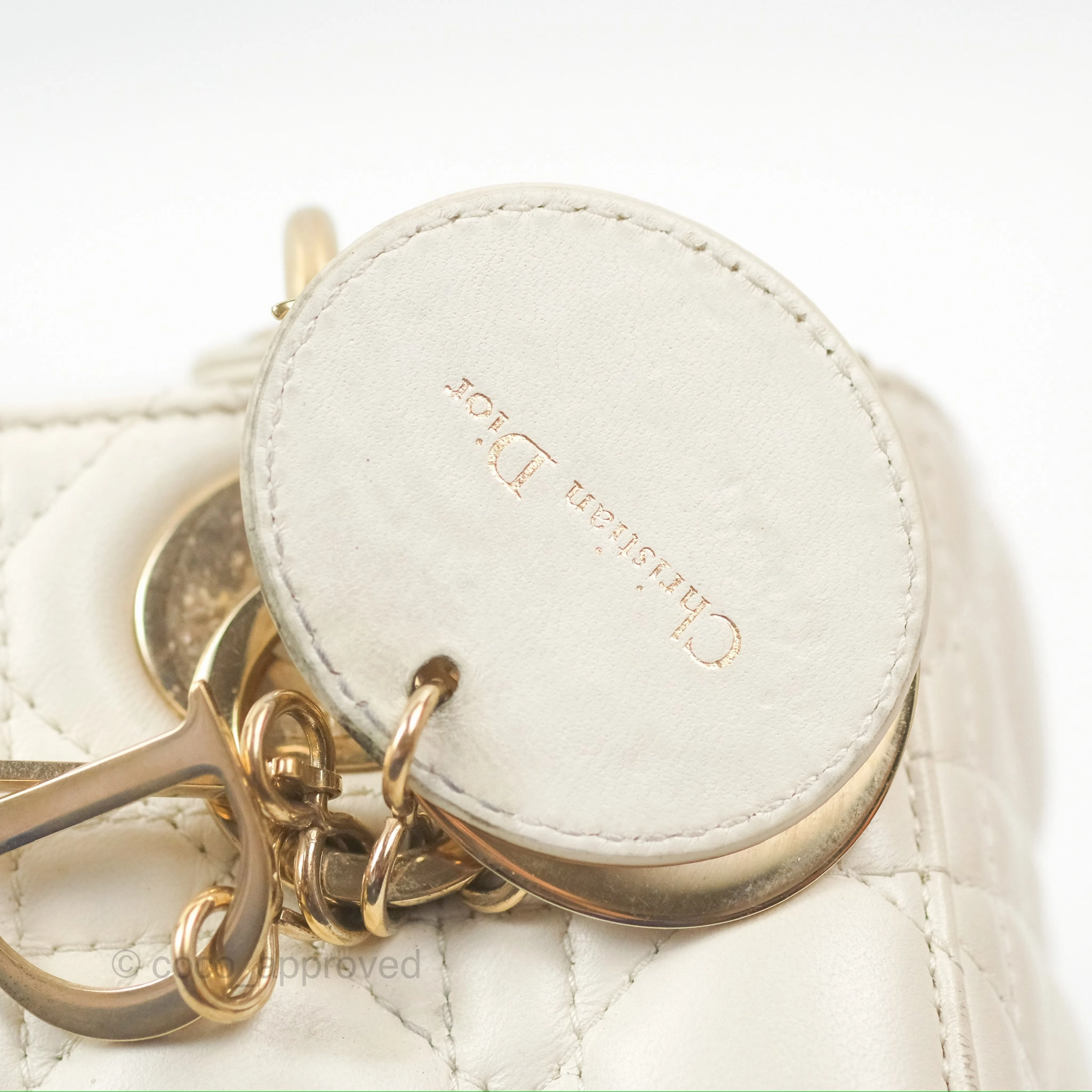 Christian Dior My ABCDior Lady Dior White Cannage Lambskin Gold Hardware