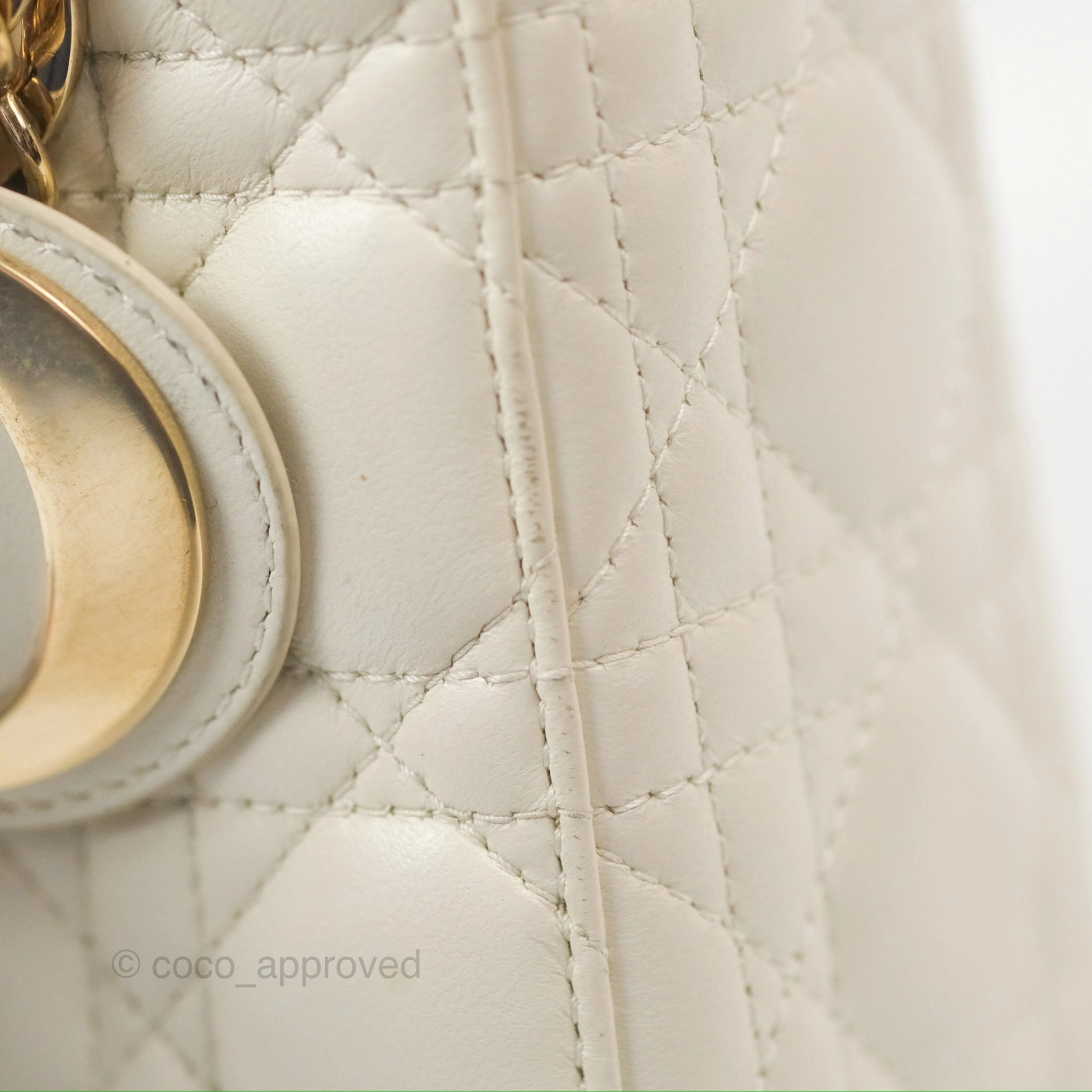 Christian Dior My ABCDior Lady Dior White Cannage Lambskin Gold Hardware