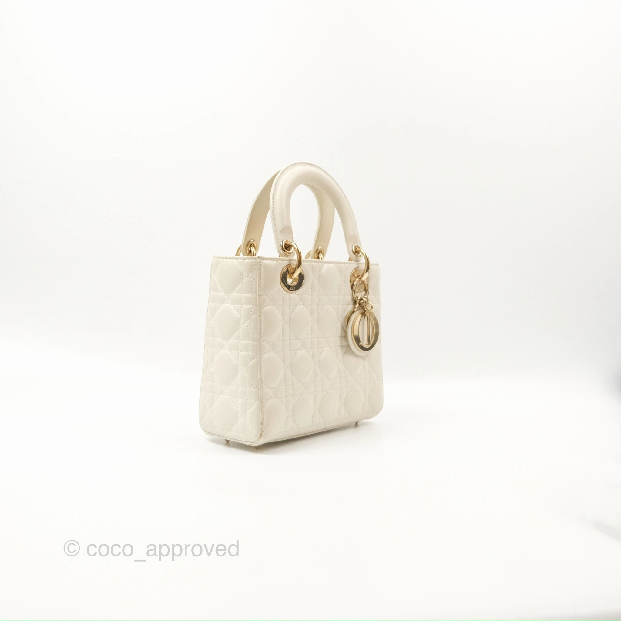 Christian Dior My ABCDior Lady Dior White Cannage Lambskin Gold Hardware