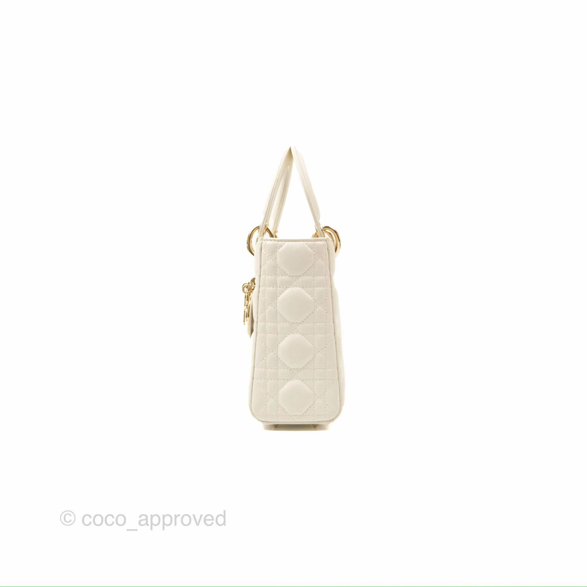 Christian Dior My ABCDior Lady Dior White Cannage Lambskin Gold Hardware