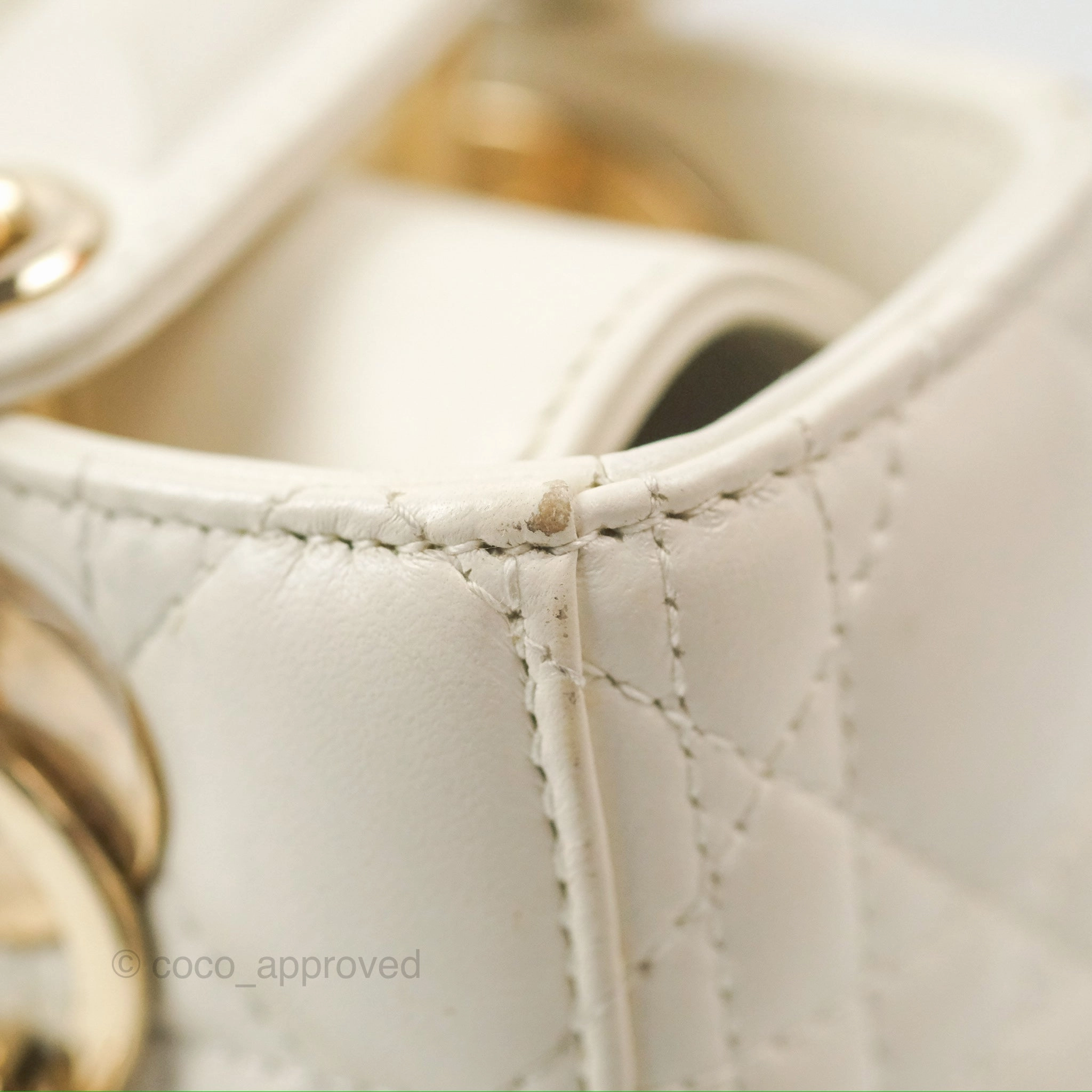 Christian Dior My ABCDior Lady Dior White Cannage Lambskin Gold Hardware