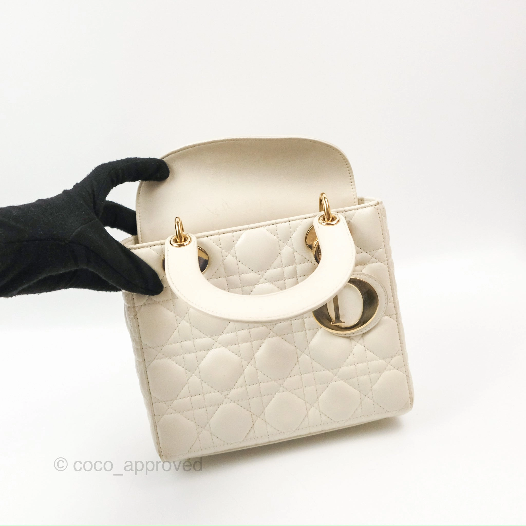 Christian Dior My ABCDior Lady Dior White Cannage Lambskin Gold Hardware