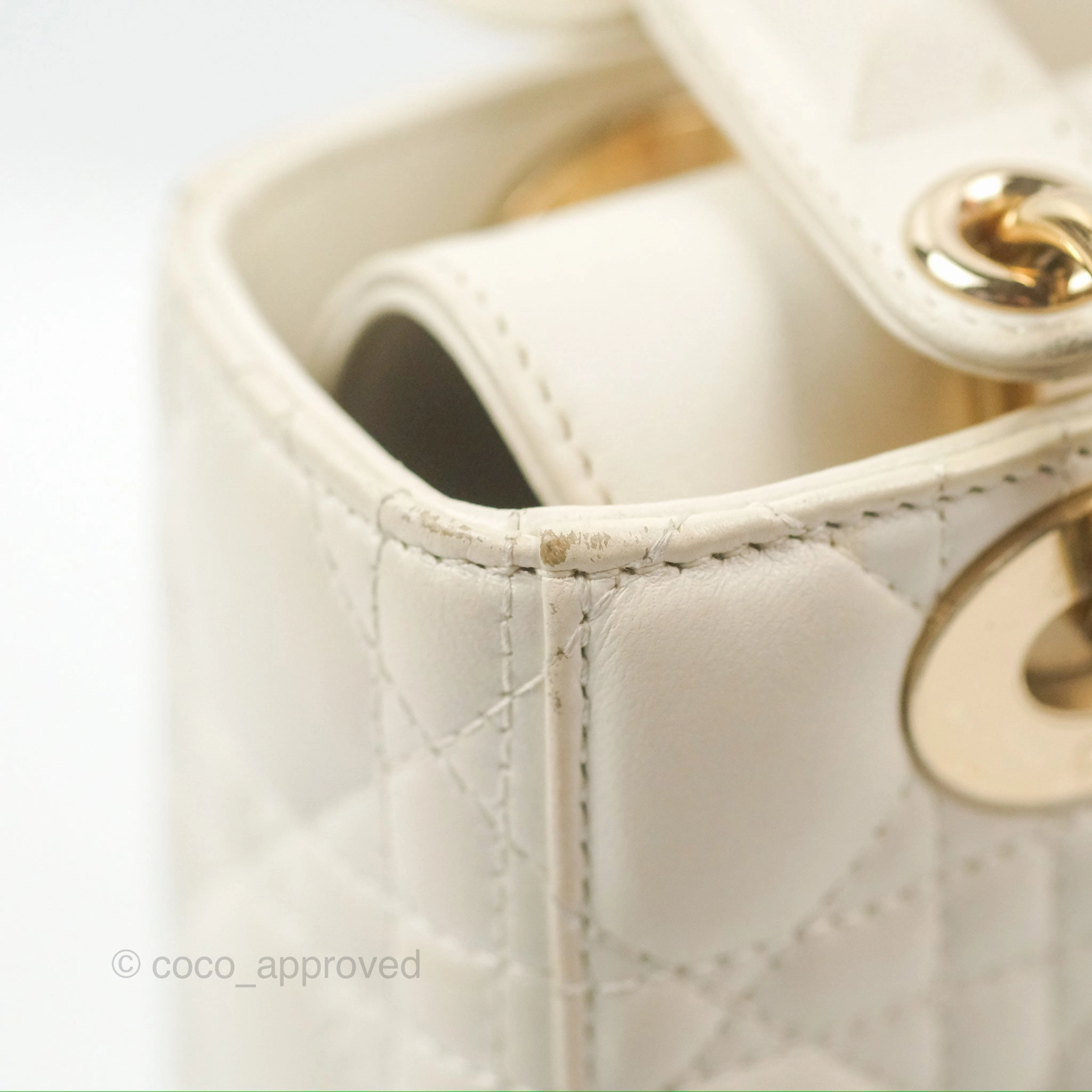 Christian Dior My ABCDior Lady Dior White Cannage Lambskin Gold Hardware