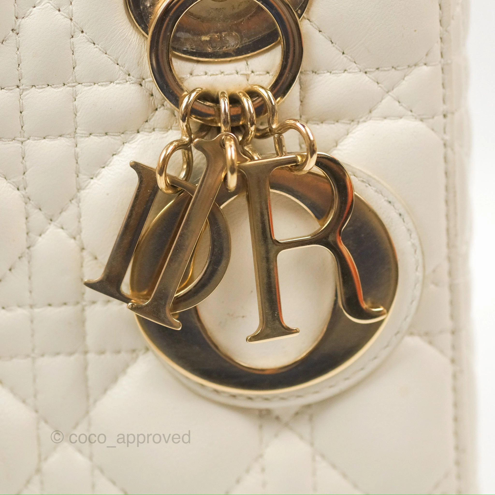 Christian Dior My ABCDior Lady Dior White Cannage Lambskin Gold Hardware