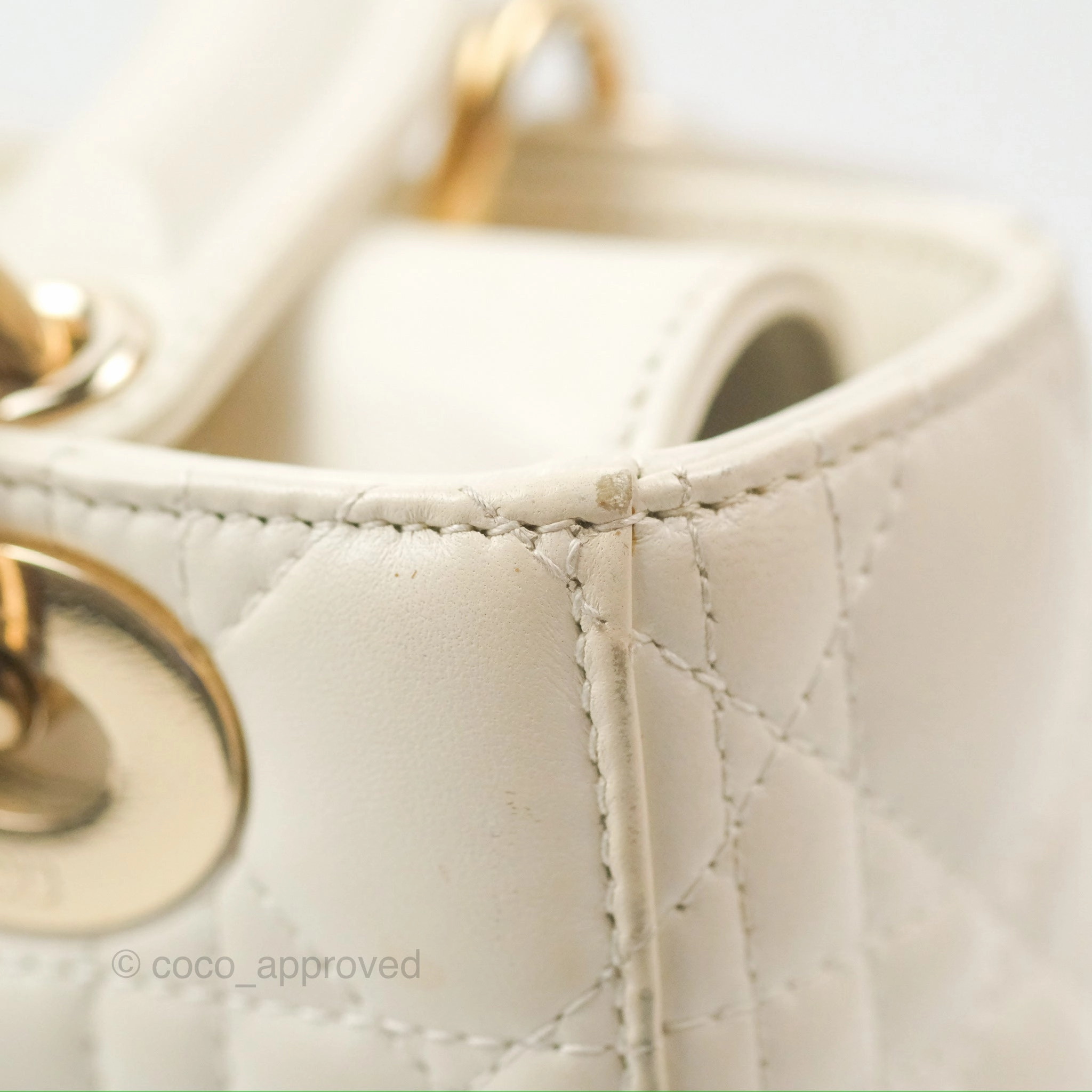 Christian Dior My ABCDior Lady Dior White Cannage Lambskin Gold Hardware
